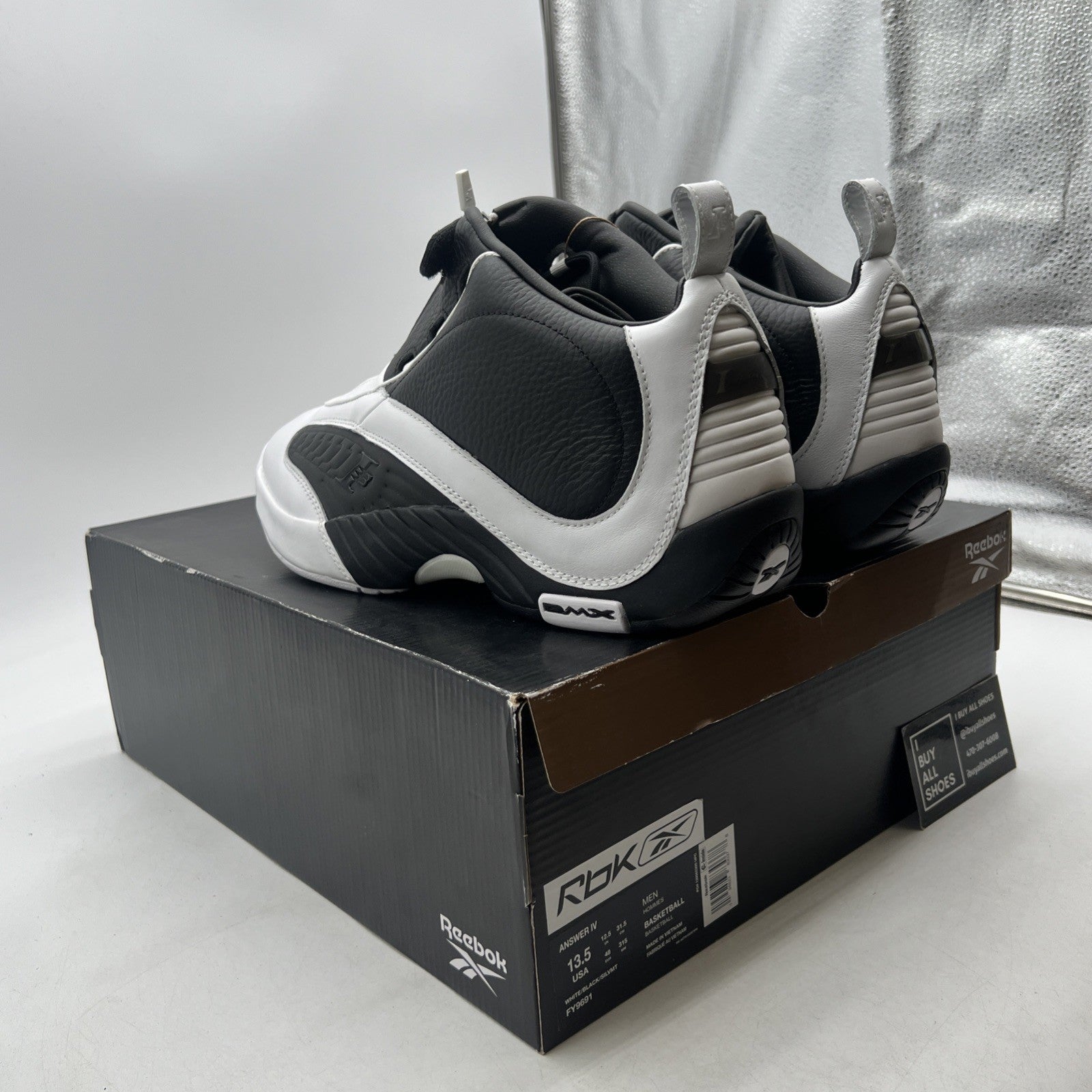 Size 13.5 - Reebok Answer 4 White Black (FY9691)