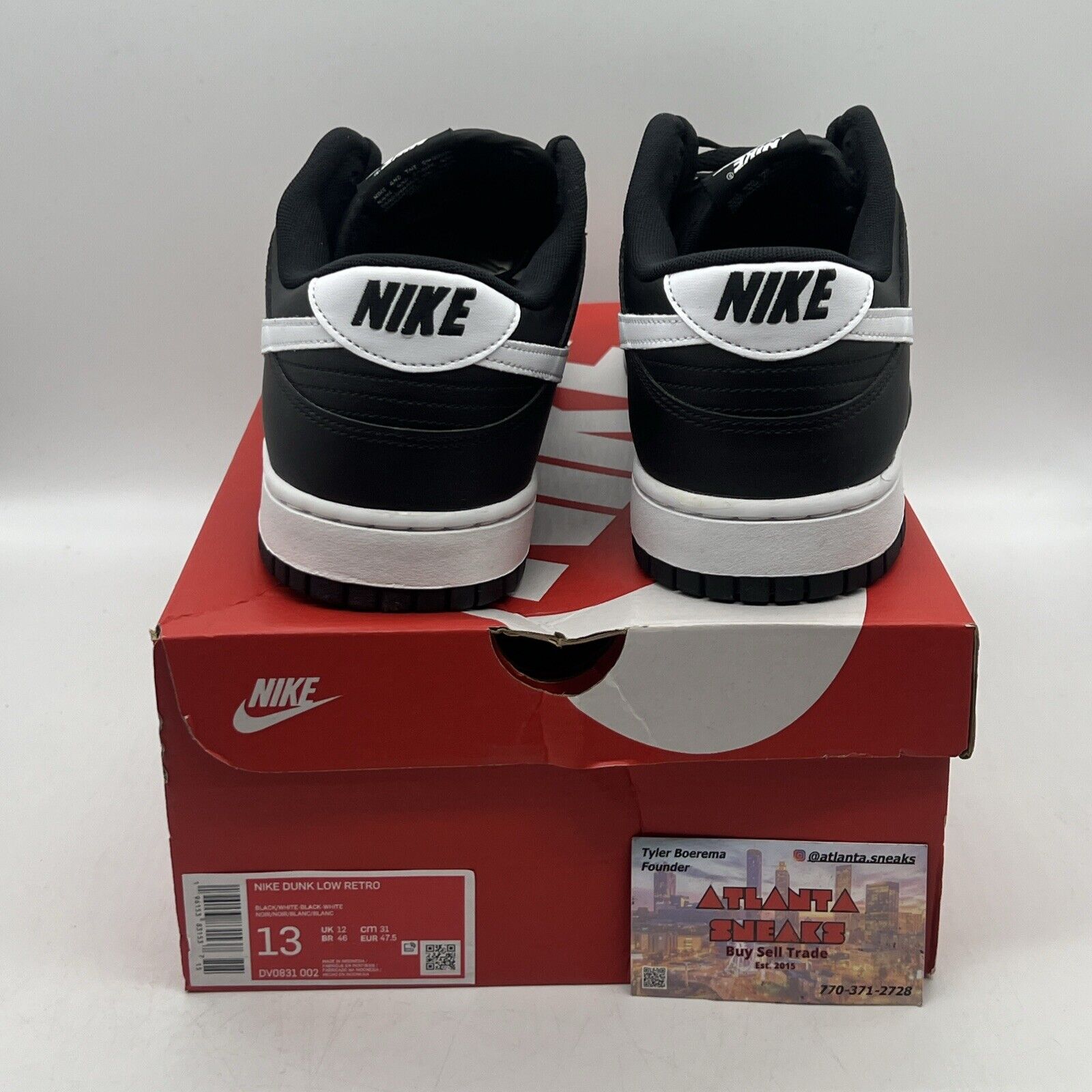 Size 13 - Nike Dunk Low Black Panda 2.0 Brand New Og All