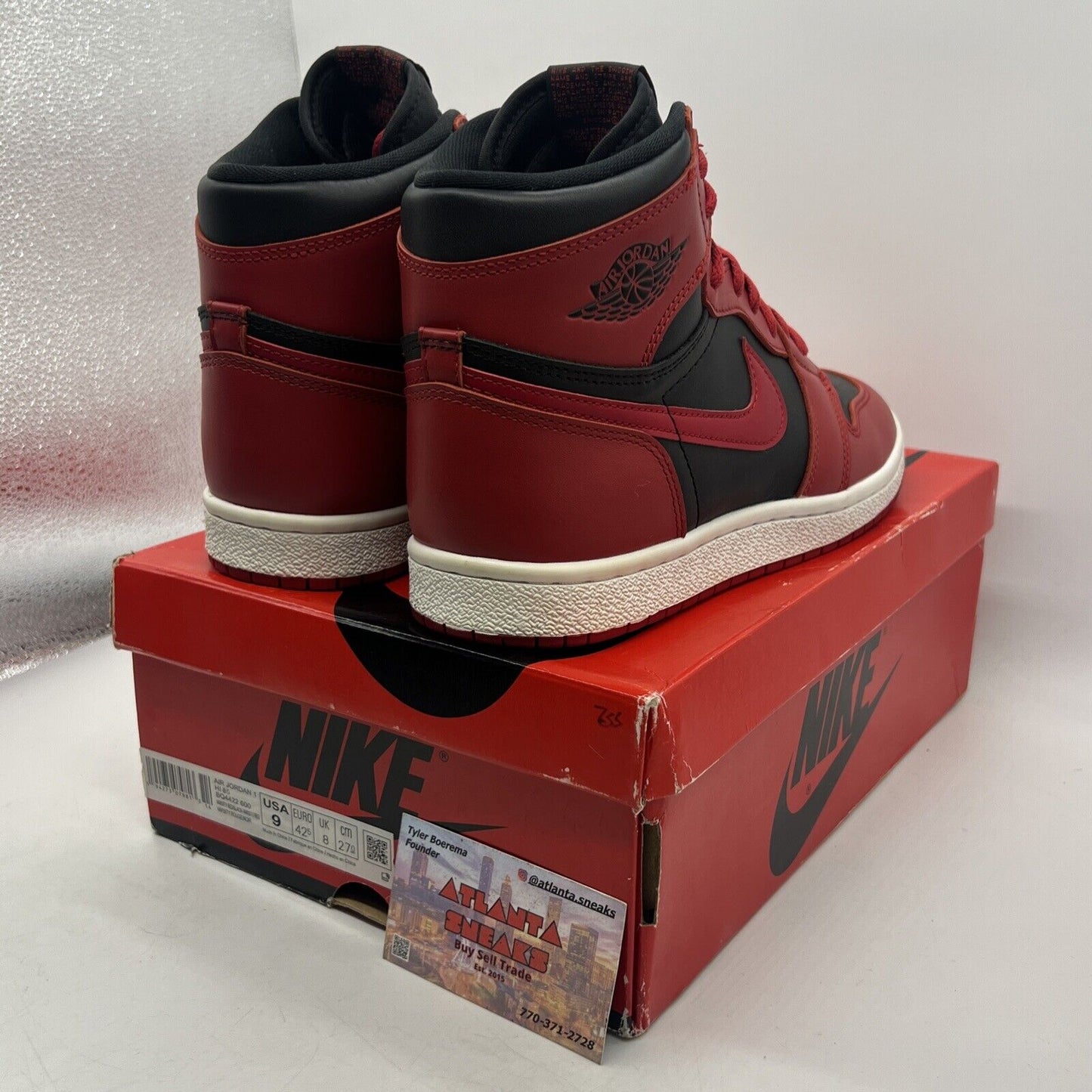 Size 9 - Jordan 1 Retro High 85 Varsity Red 2020 Black White Leather BQ4422-600