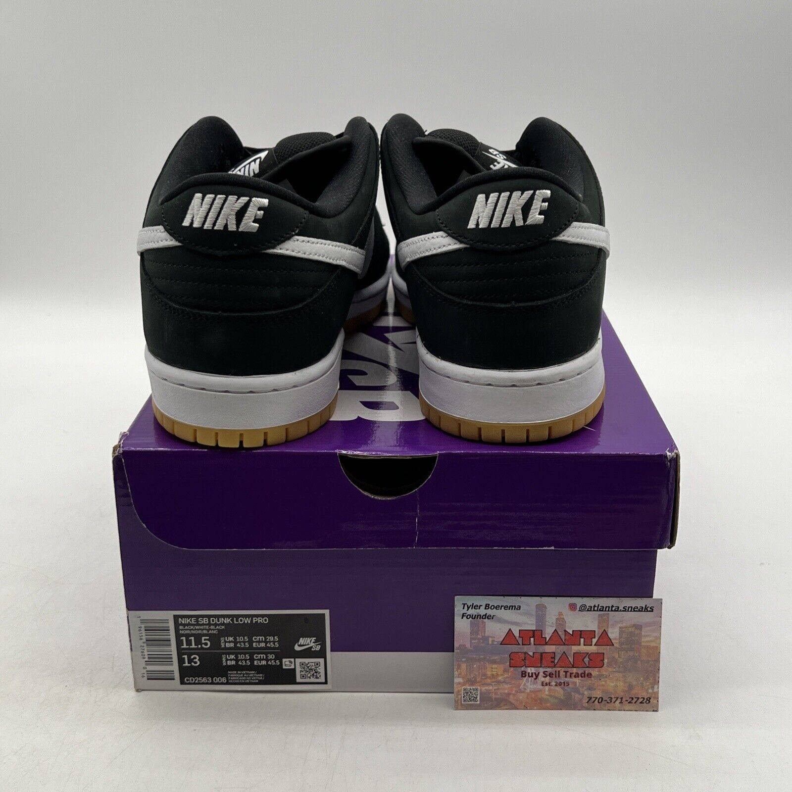 Size 11.5 - Nike Dunk Low SB Black Gum Suede White Gum (CD2563-006)