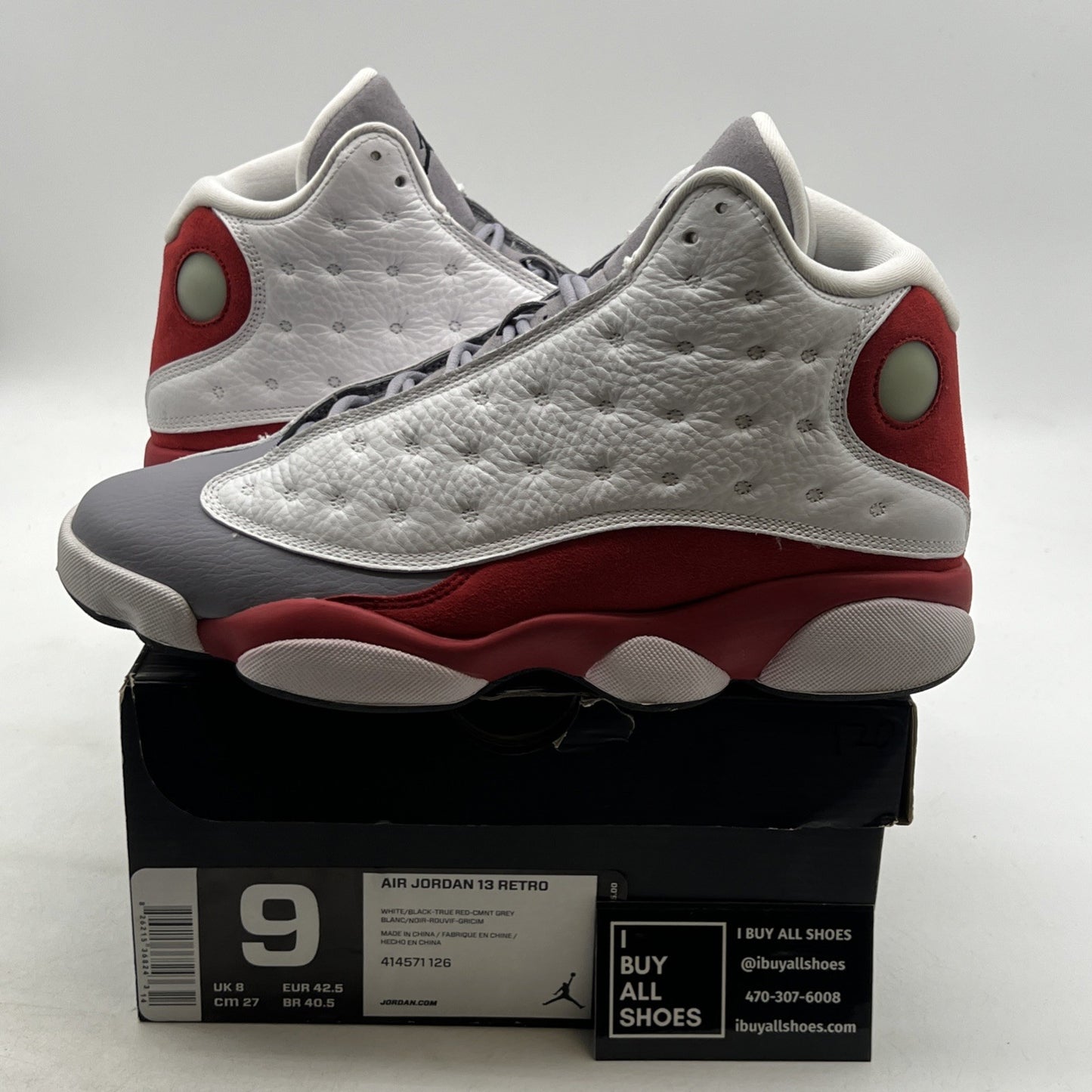 Size 9 - Air Jordan 13 Retro 2014 Grey Toe (414571-126)