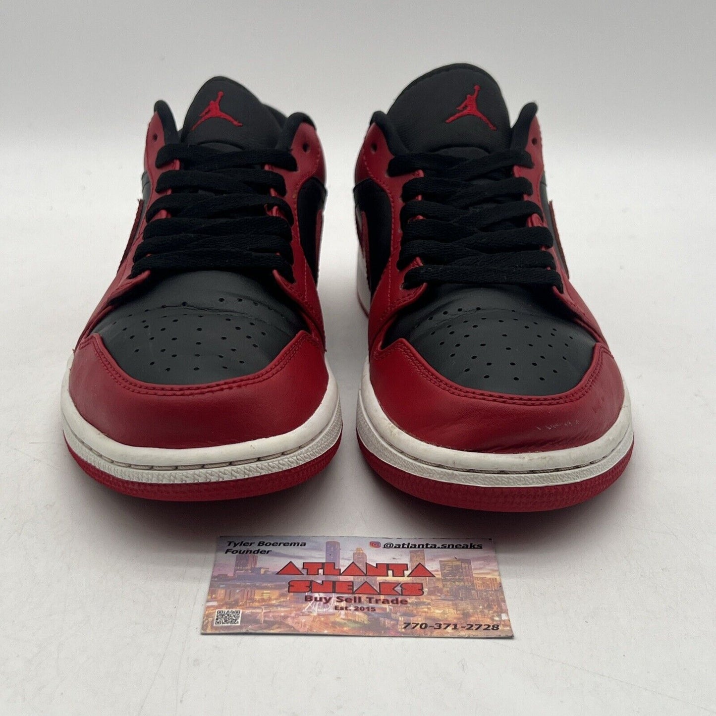 Size 9 - Air Jordan 1 Low Reverse Bred Black White Red Leather (553558-606)