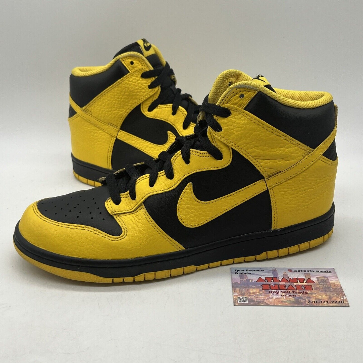 Size 10 - Nike Dunk High Black Varsity Maize Black Leather (317982-043)