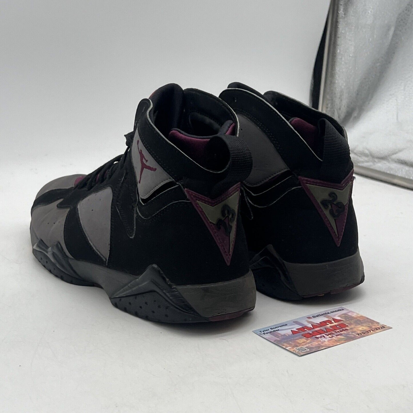 Size 10.5 - Jordan 7 Retro Bordeaux 2015 Black Grey Suede  (304775-034)