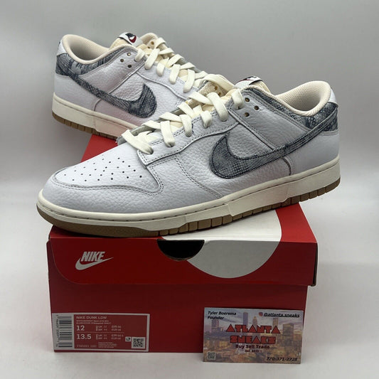 Size 12 - Nike Dunk Low Washed Denim Brand New Og All Leather Gum DS