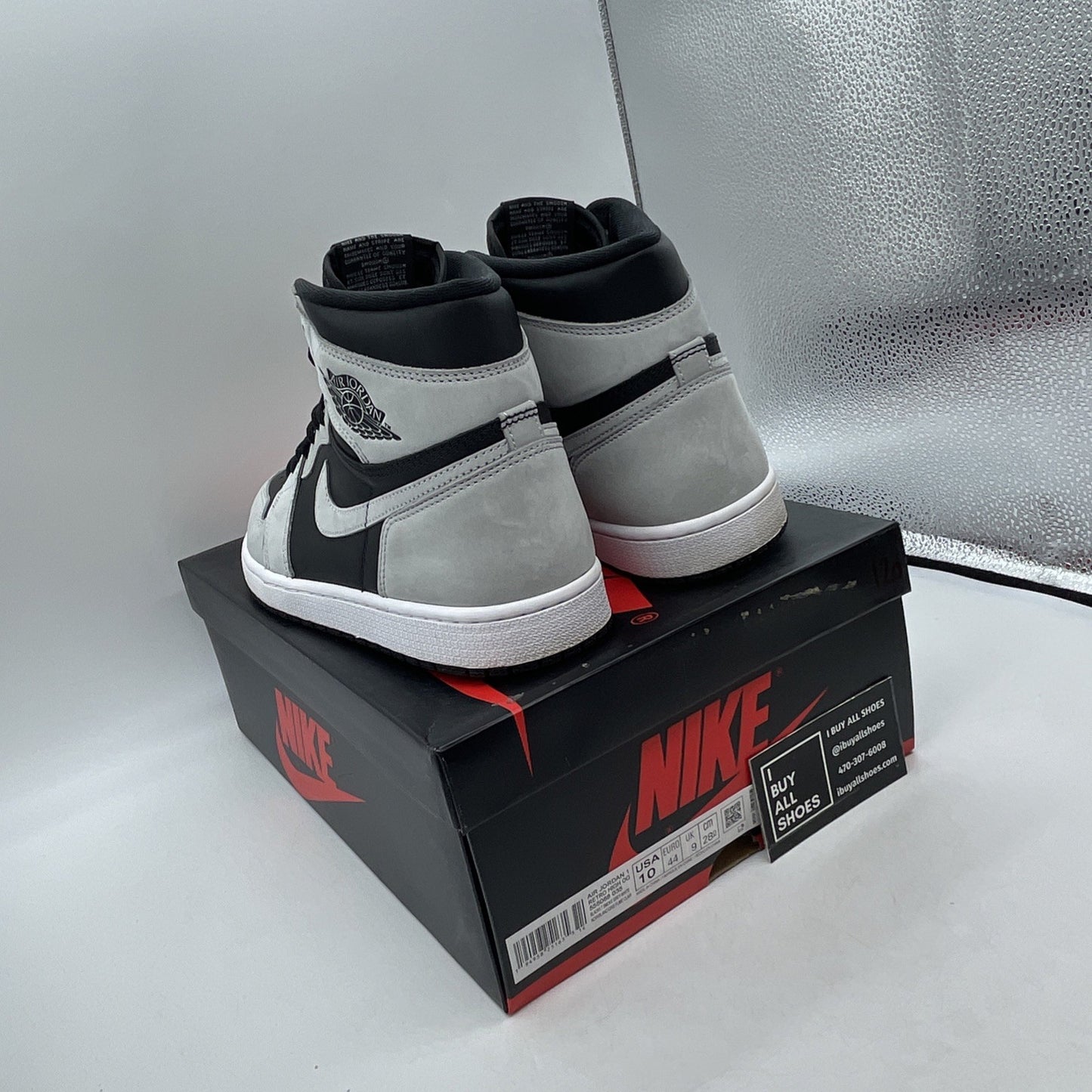 Size 10 - Jordan 1 Retro OG High Shadow 2.0 Grey Black Suede (555088-035)