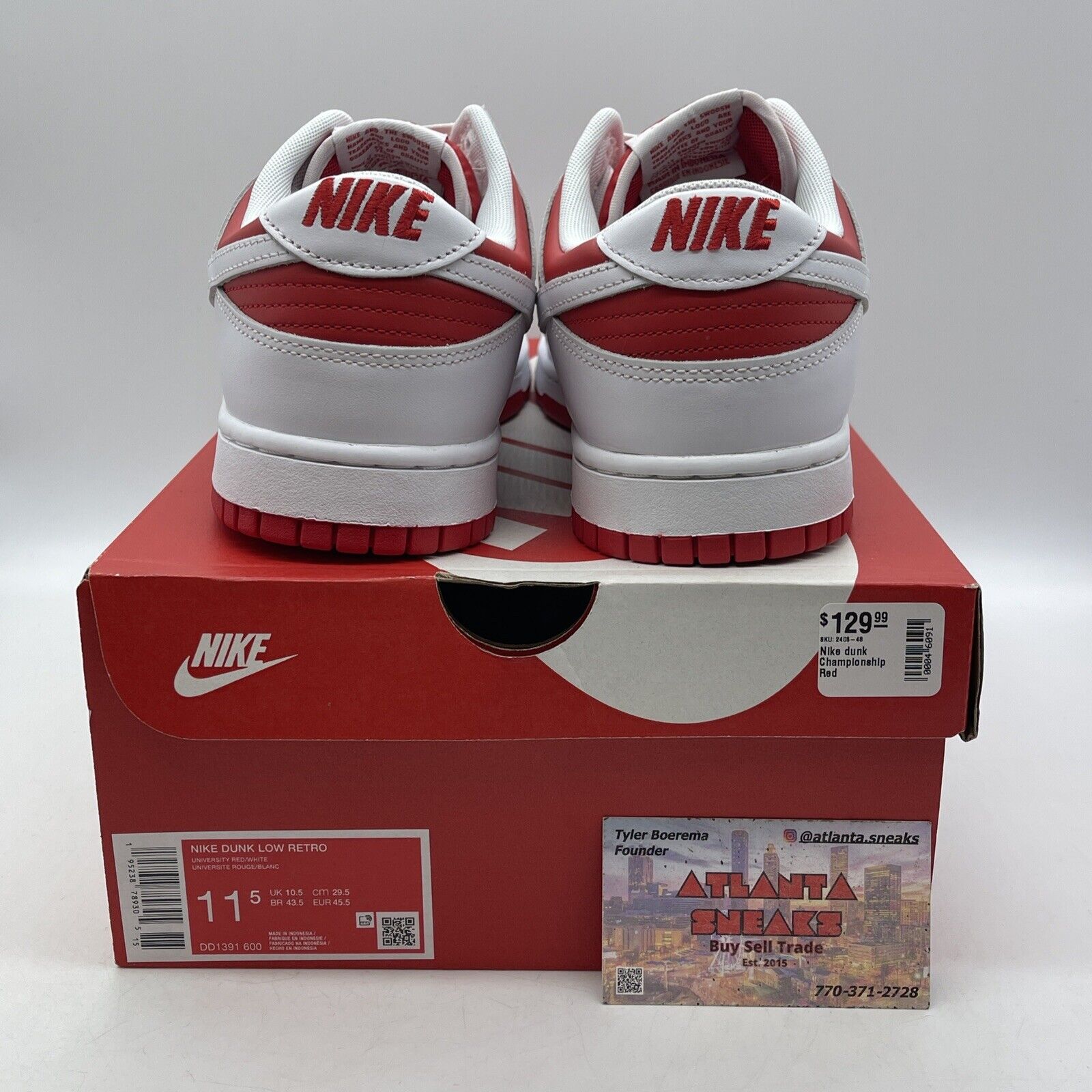 Size 11.5 - Nike Dunk Low Championship Red White Leather (DD1391-600)