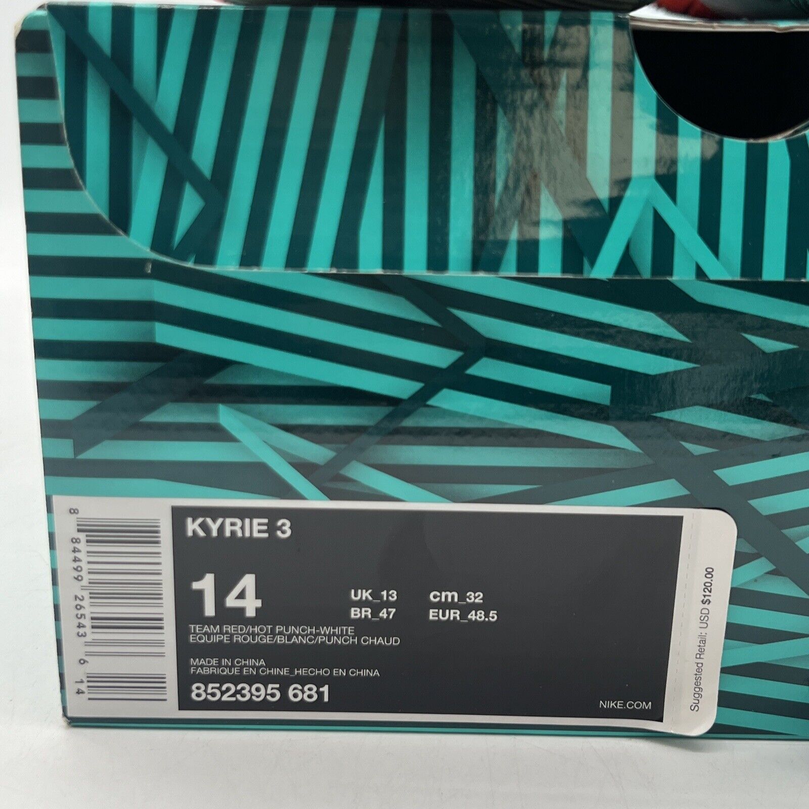 Size 14 - Nike Kyrie 3 Hot Punch White (852395-681)