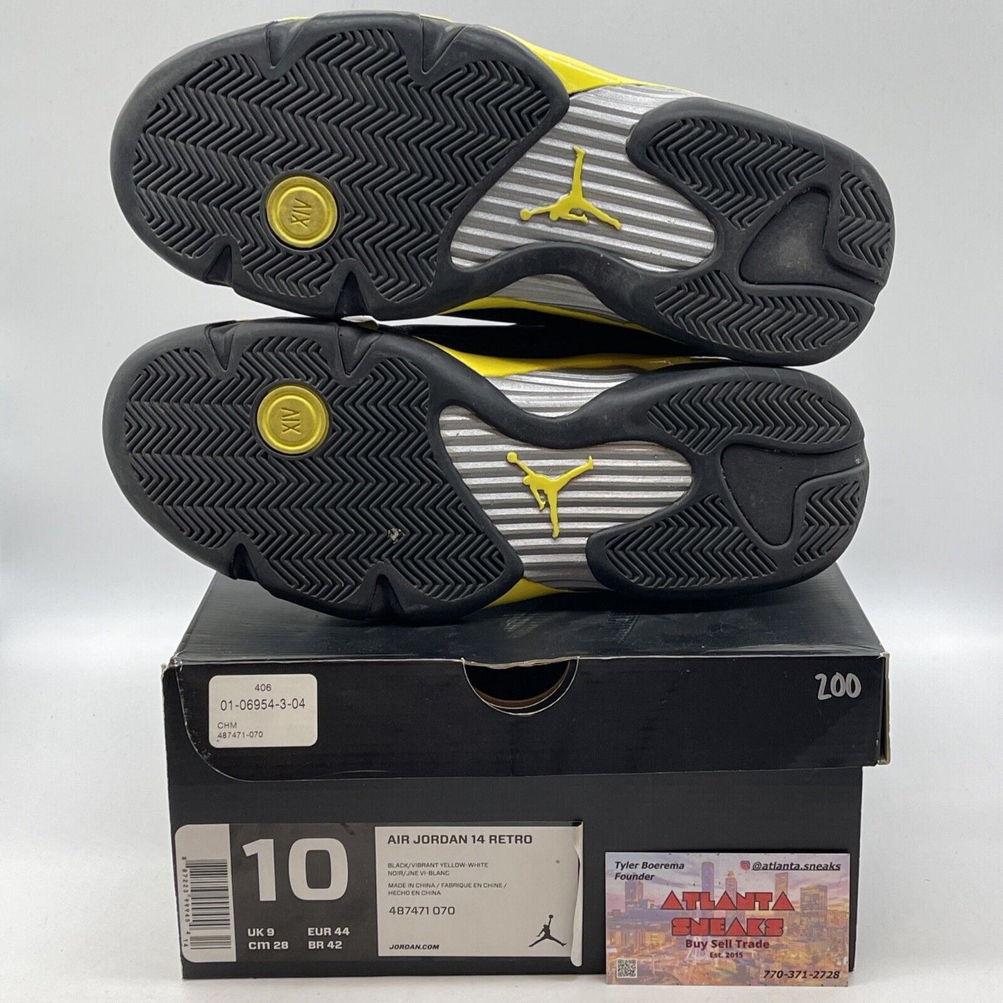 Size 10 - Air Jordan 14 Retro Thunder Yellow Black Silver Suede (487471-070)