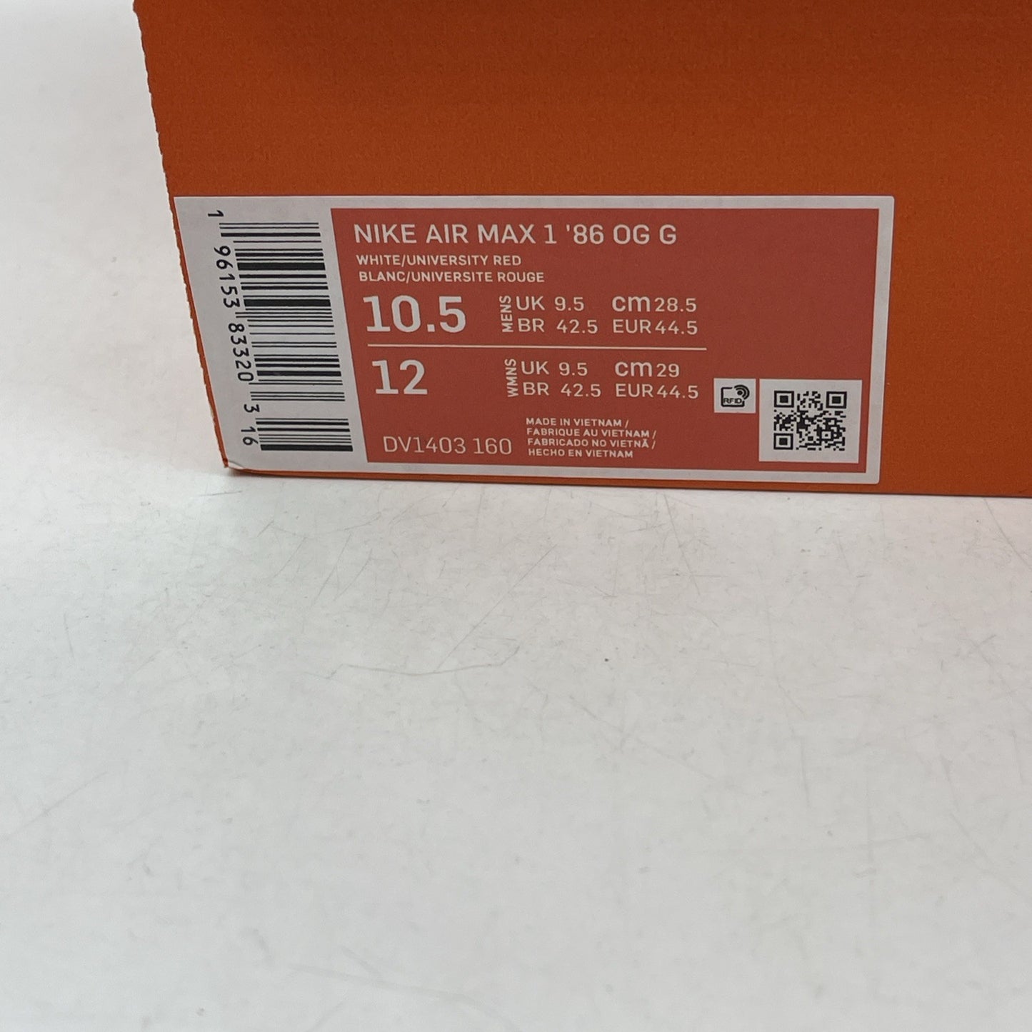 Size 10.5 - Nike Air Max 1 '86 OG Golf Big Bubble Red (DV1403-160)