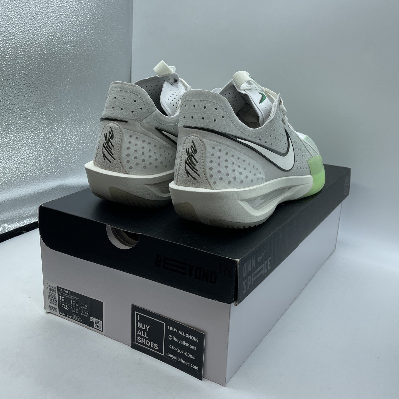 Size 12 - Nike Air Zoom GT Cut 3 Vapor Green White Grey Suede (DV2913-003)