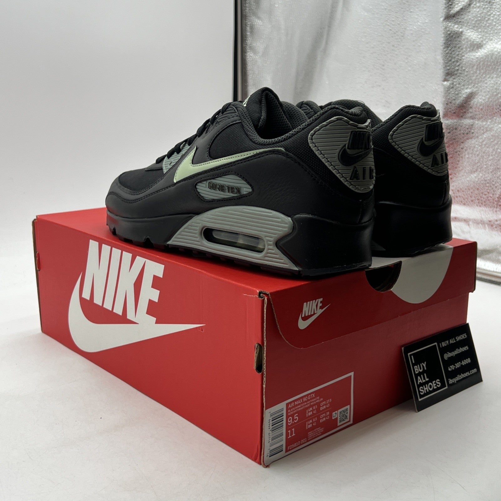 Size 9.5 - Nike Air Max 90 GTX Gore-Tex Black Honeydew Anthracite (FD5810-001)
