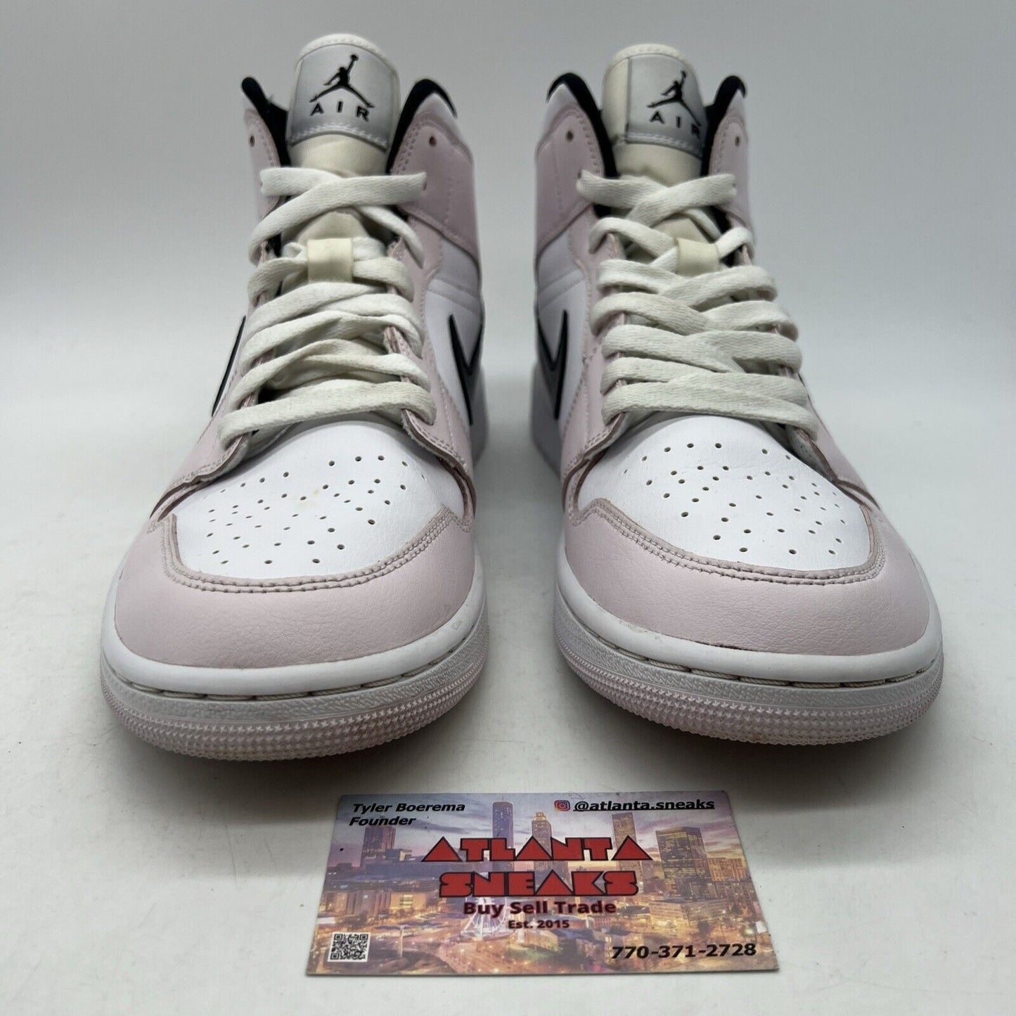 Size 11.5 - Air Jordan 1 Mid Barely Rose W White Black Leather (BQ6472-500)