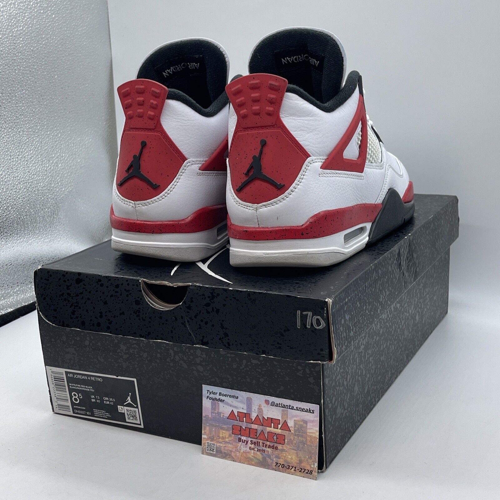 Size 8.5 - Jordan 4 Retro Mid Red Cement Red Black White Leather (DH6927-161)