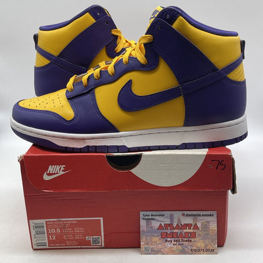 Size 10.5 - Nike Dunk High Lakers Yellow Purple Leather (DD1399-500)