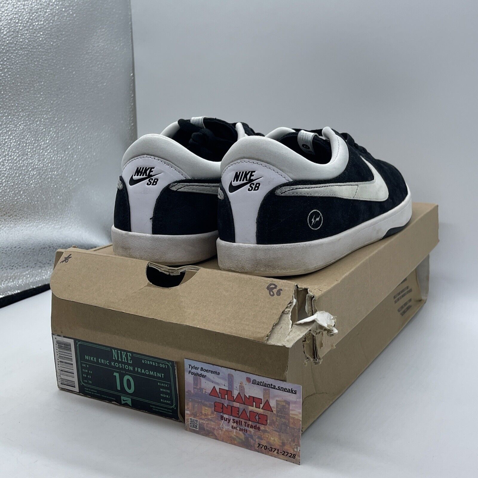 Size 10 - Nike Fragment Design x Eric Koston SB Black Suede (628983-001)