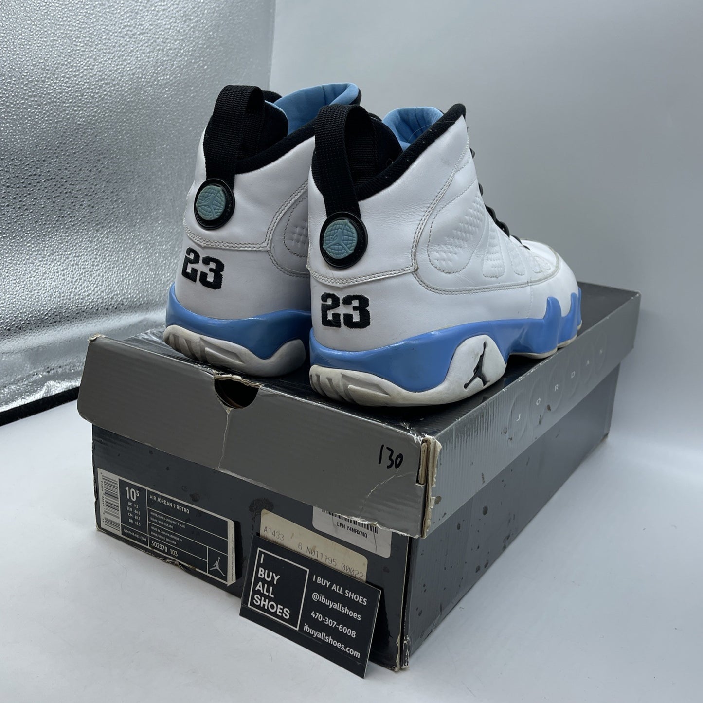 Size 10.5 - Air Jordan 9 Retro 2010 Powder Blue White Leather (302370-103)