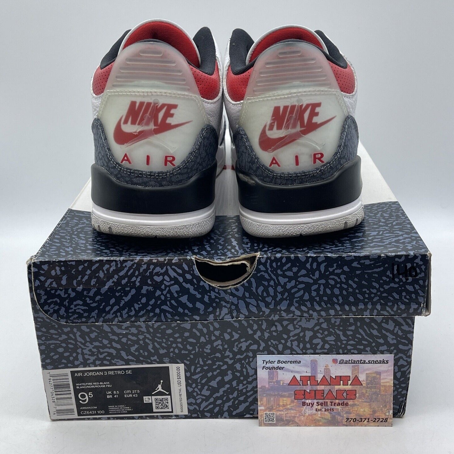Size 9.5 - Jordan 3 Retro Denim Fire Red Blue Suede White Leather (CZ6431-100)