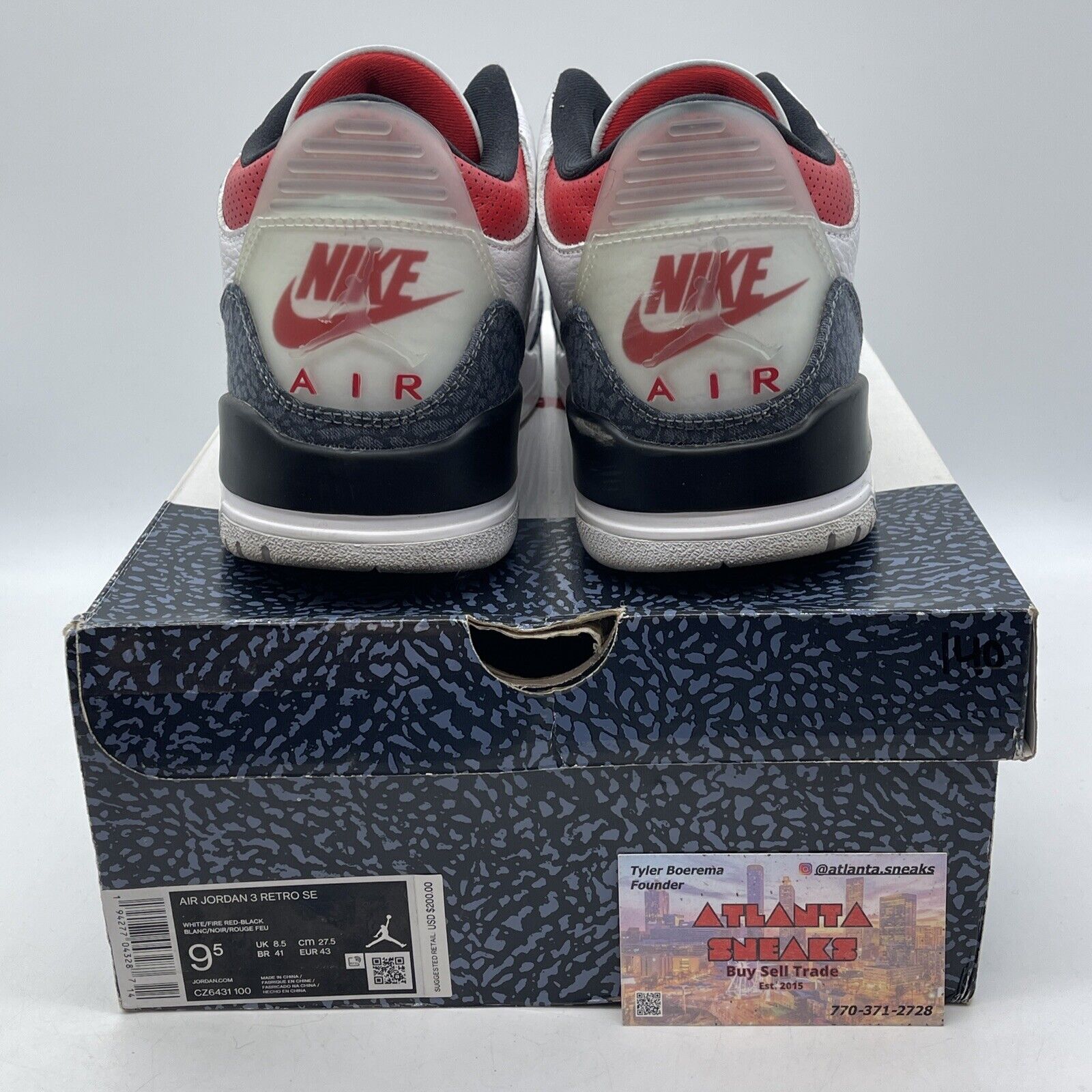 Size 9.5 - Jordan 3 Retro Denim Fire Red Blue Suede White Leather (CZ6431-100)