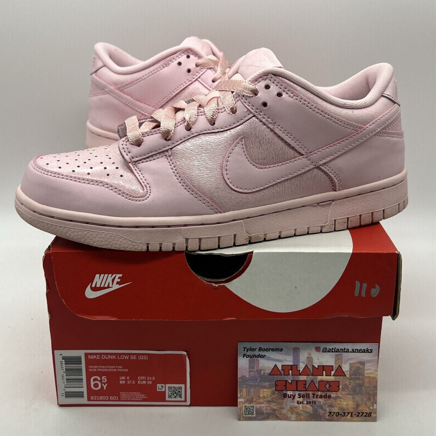 Nike Dunk Low Pink Size 6.5Y Pink Leather (921803-601)