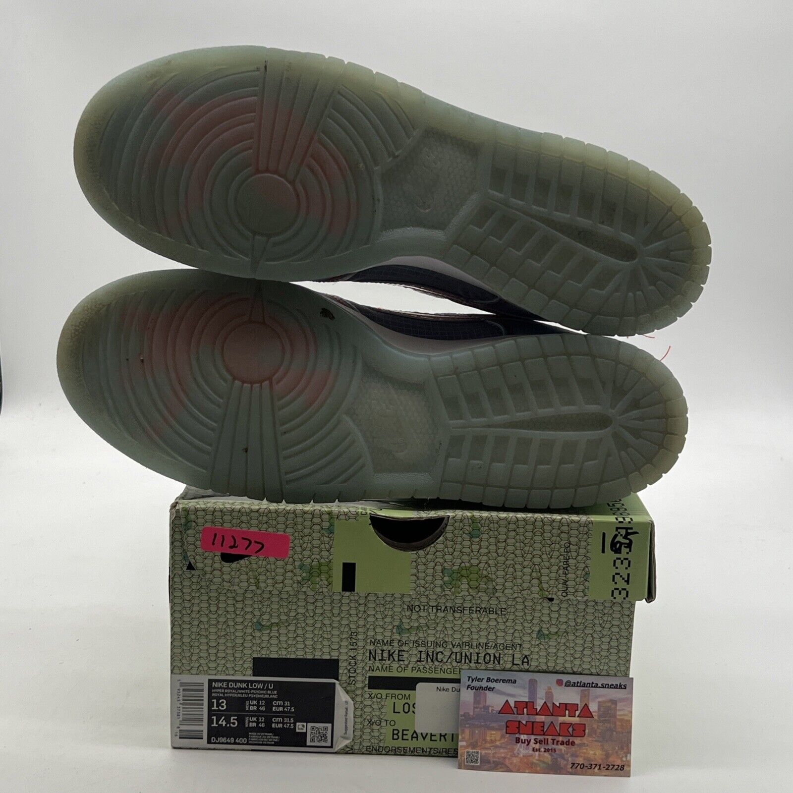 Size 13 - Nike Dunk Low x Union LA Passport Pack - Argon (DJ9649-400)