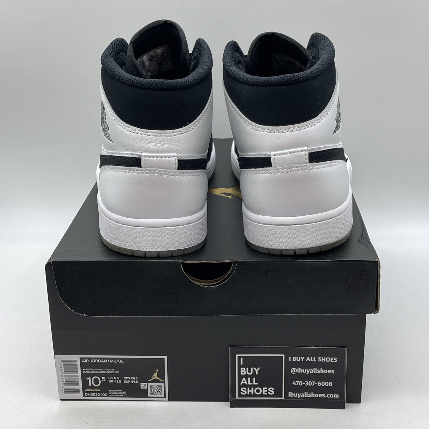 Size 10.5 - Jordan 1 Mid SE Diamond Black White Leather Suede (DH6933-100)