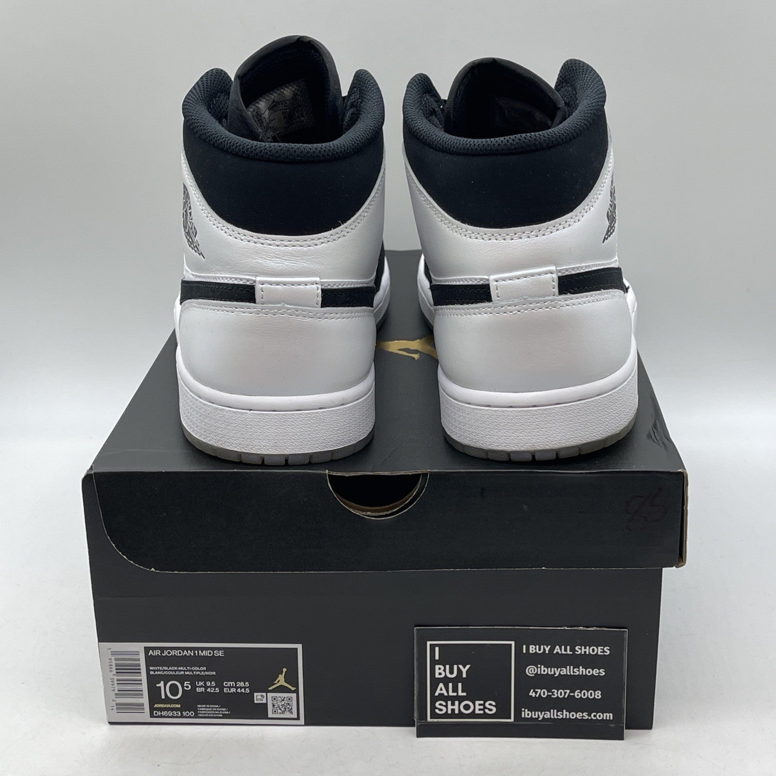 Size 10.5 - Jordan 1 Mid SE Diamond Black White Leather Suede (DH6933-100)