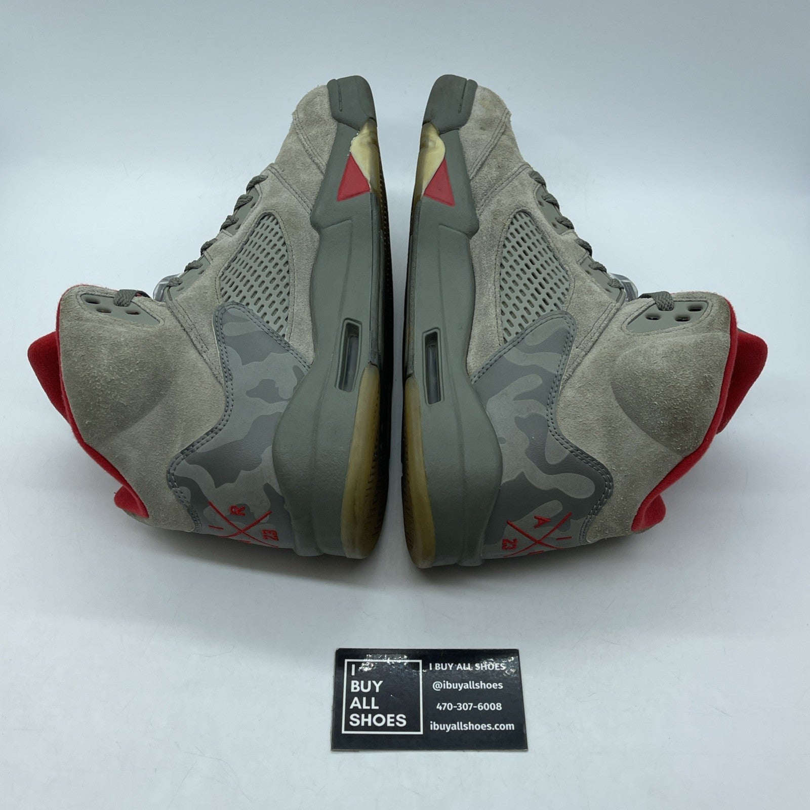 Size 11 - Air Jordan 5 Retro Camo Grey Red Suede Leather (136027-051)