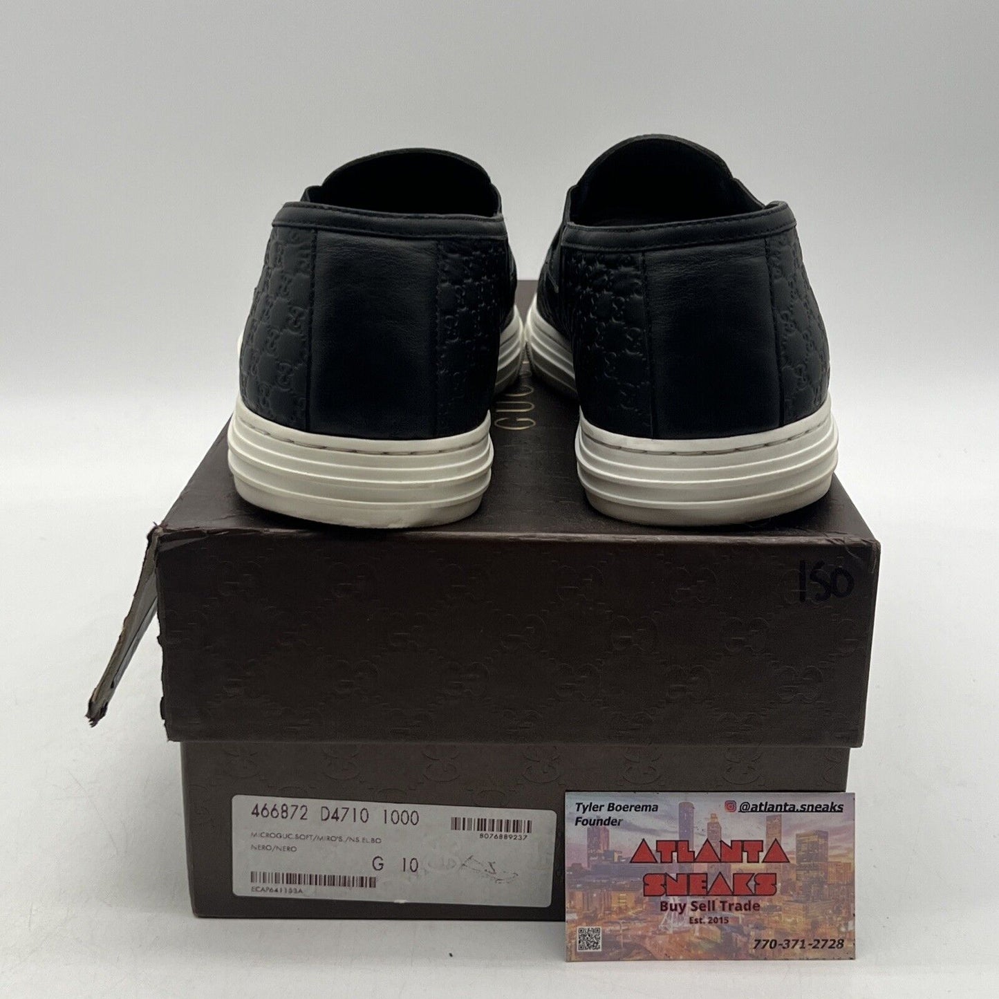 Size 10 -Gucci Signature Slip-On 'Black' - (466872-D4710-1000) Made In Italy