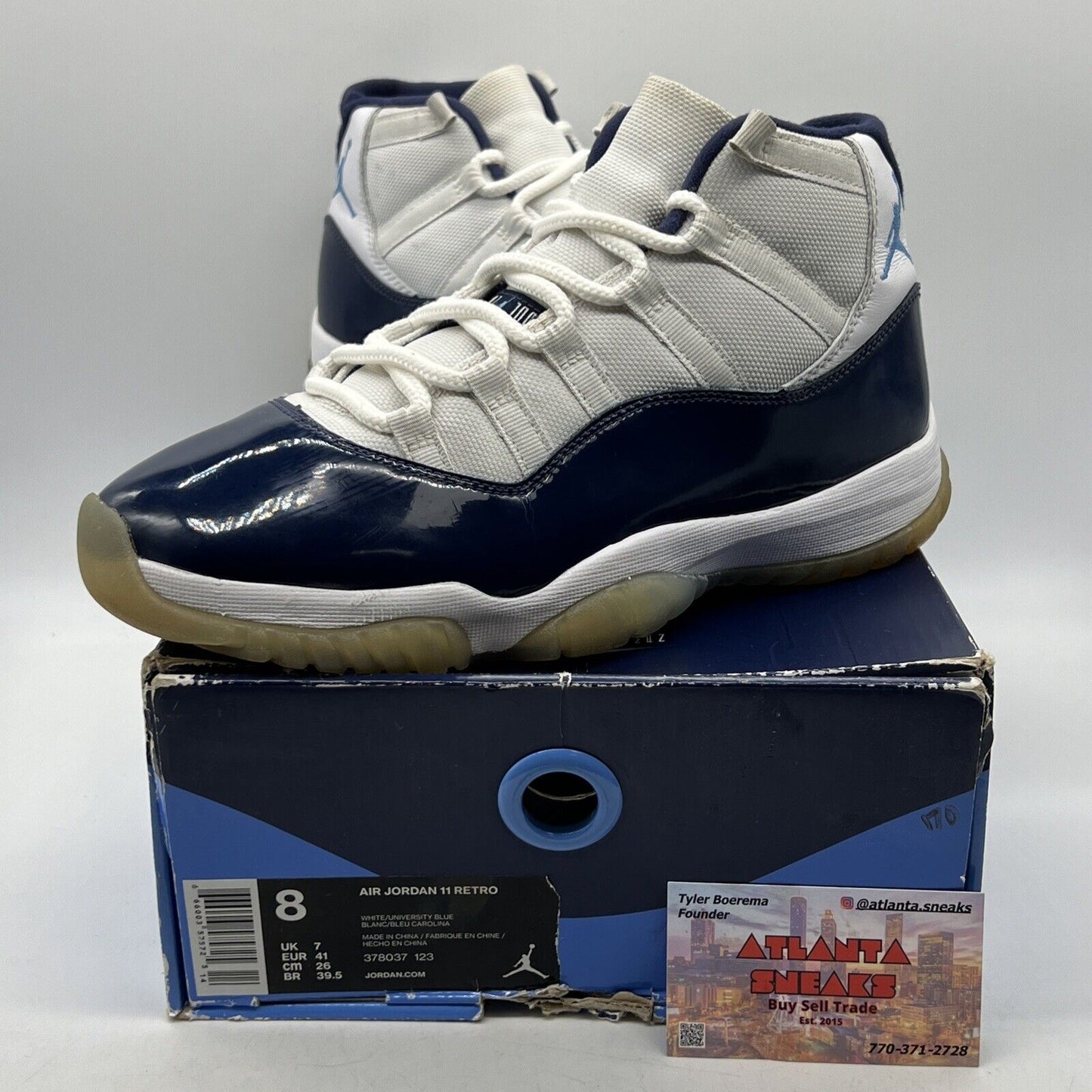 Size 8 - Jordan 11 Retro High Win Like '82 White Navy Leather (378037-123)