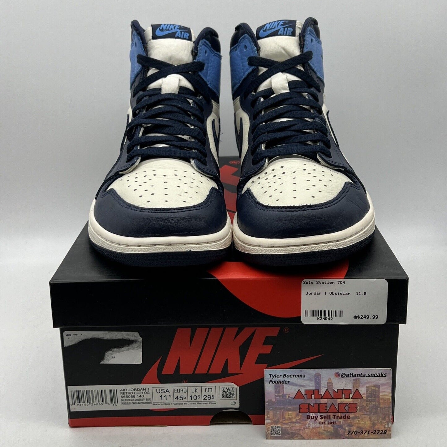 Size 11.5 - Jordan 1 Retro OG High Obsidian UNC 2019 Navy White (555088-140)