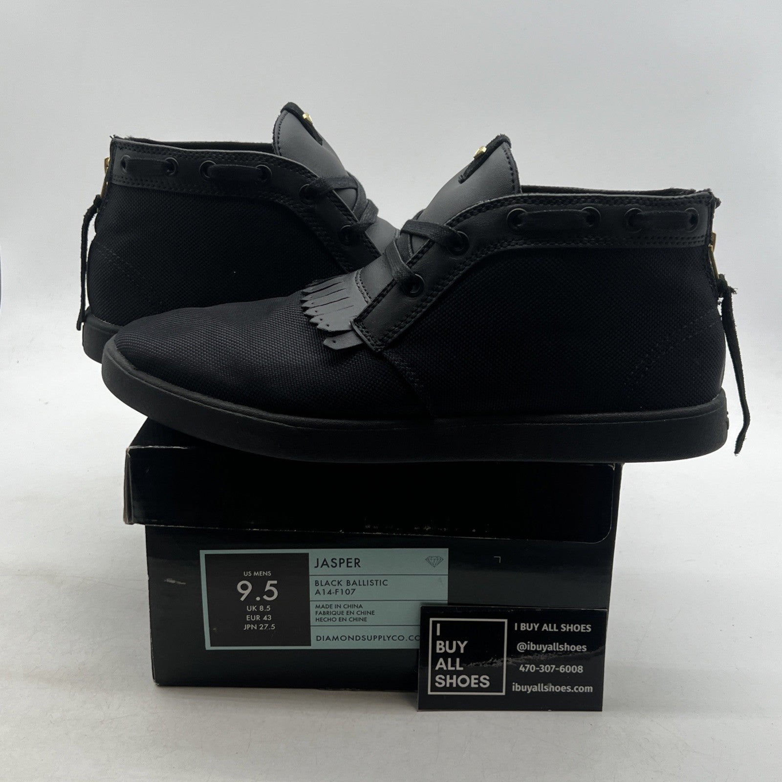 Size 9.5 - Diamond Supply Co x IBN Jasper Triple Black (A14-F107)