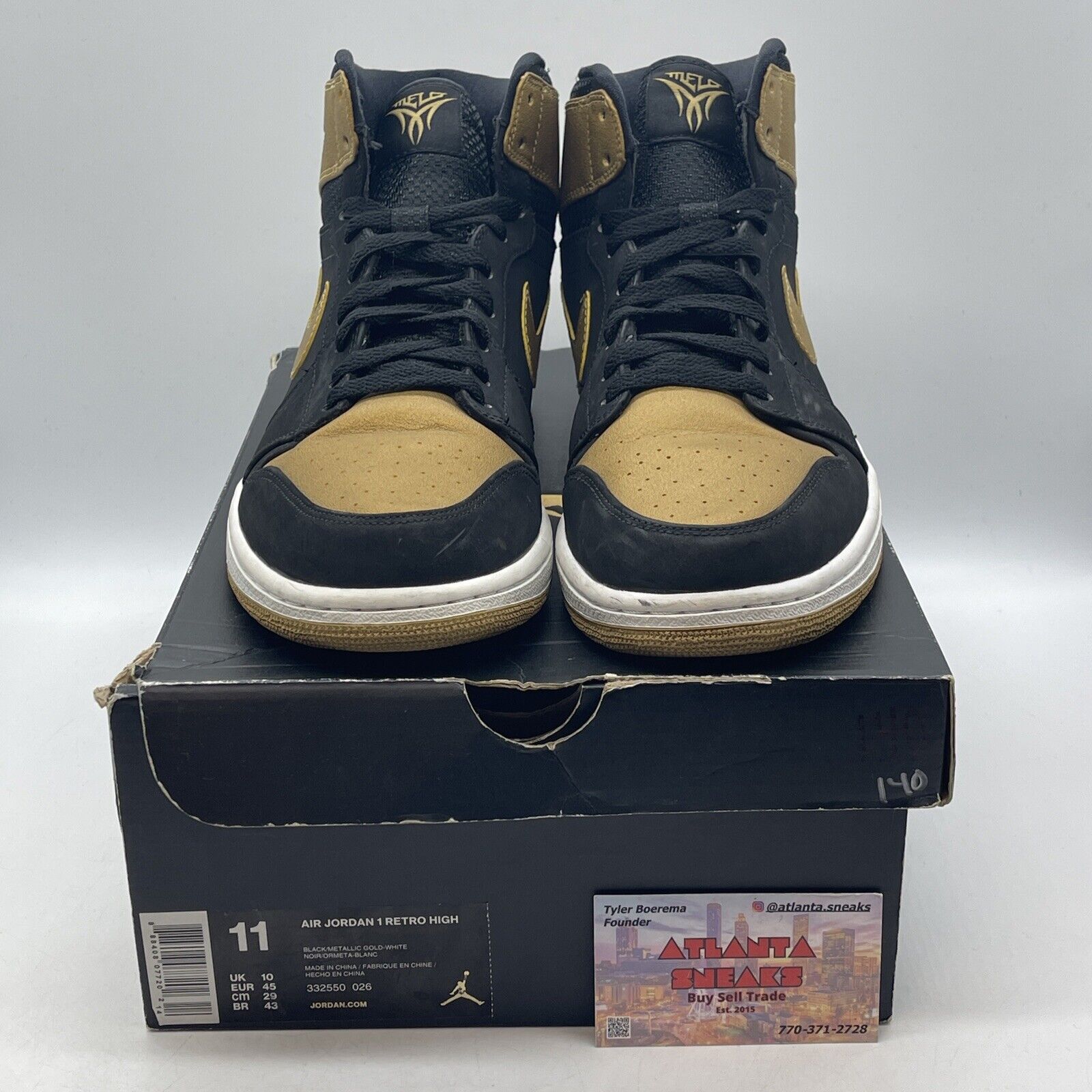 Size 11 - Air Jordan 1 Retro High Melo Gold White Black (332550-026)