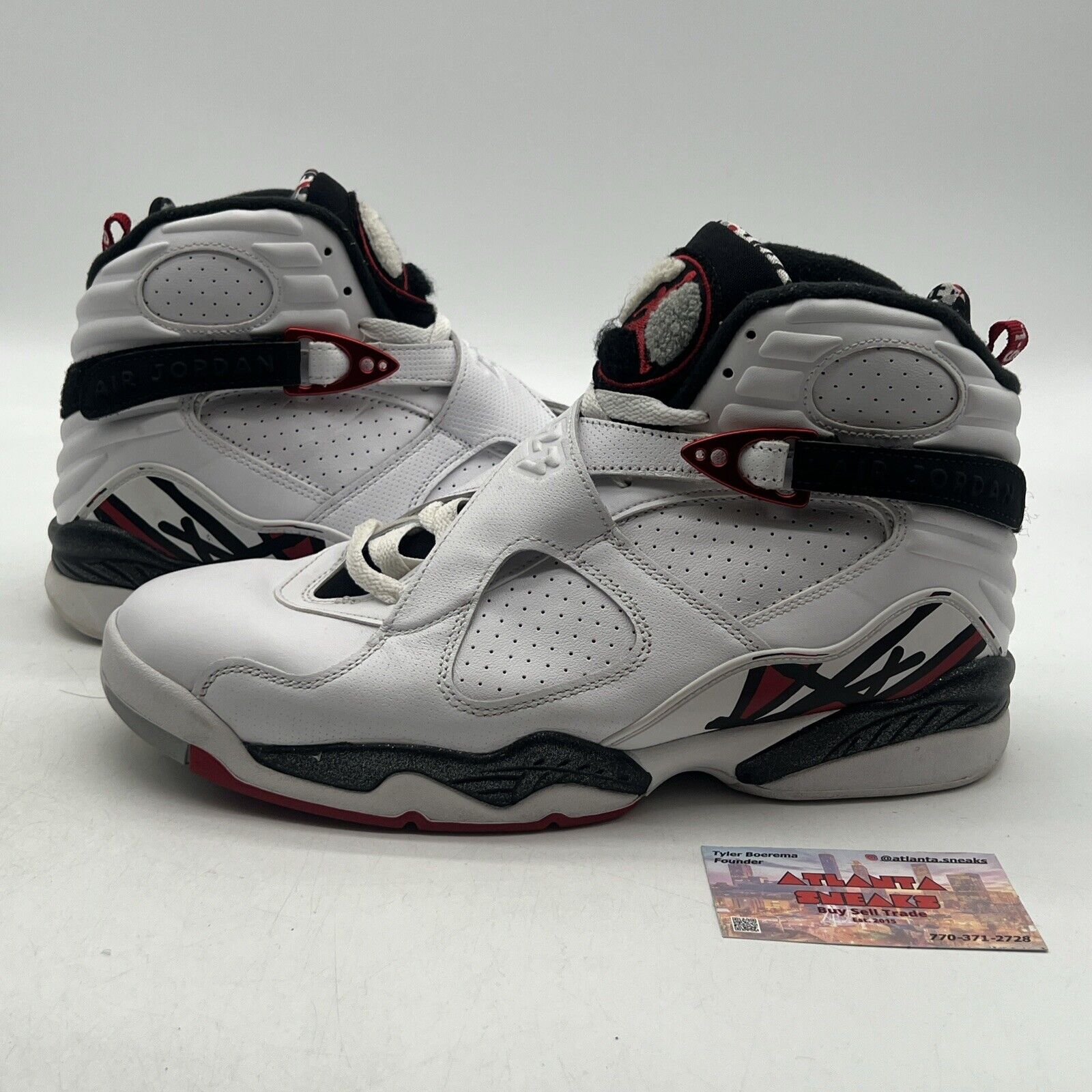 Size 10.5 - Air Jordan 8 Retro Alternate Black Red Leather White (305381-104)