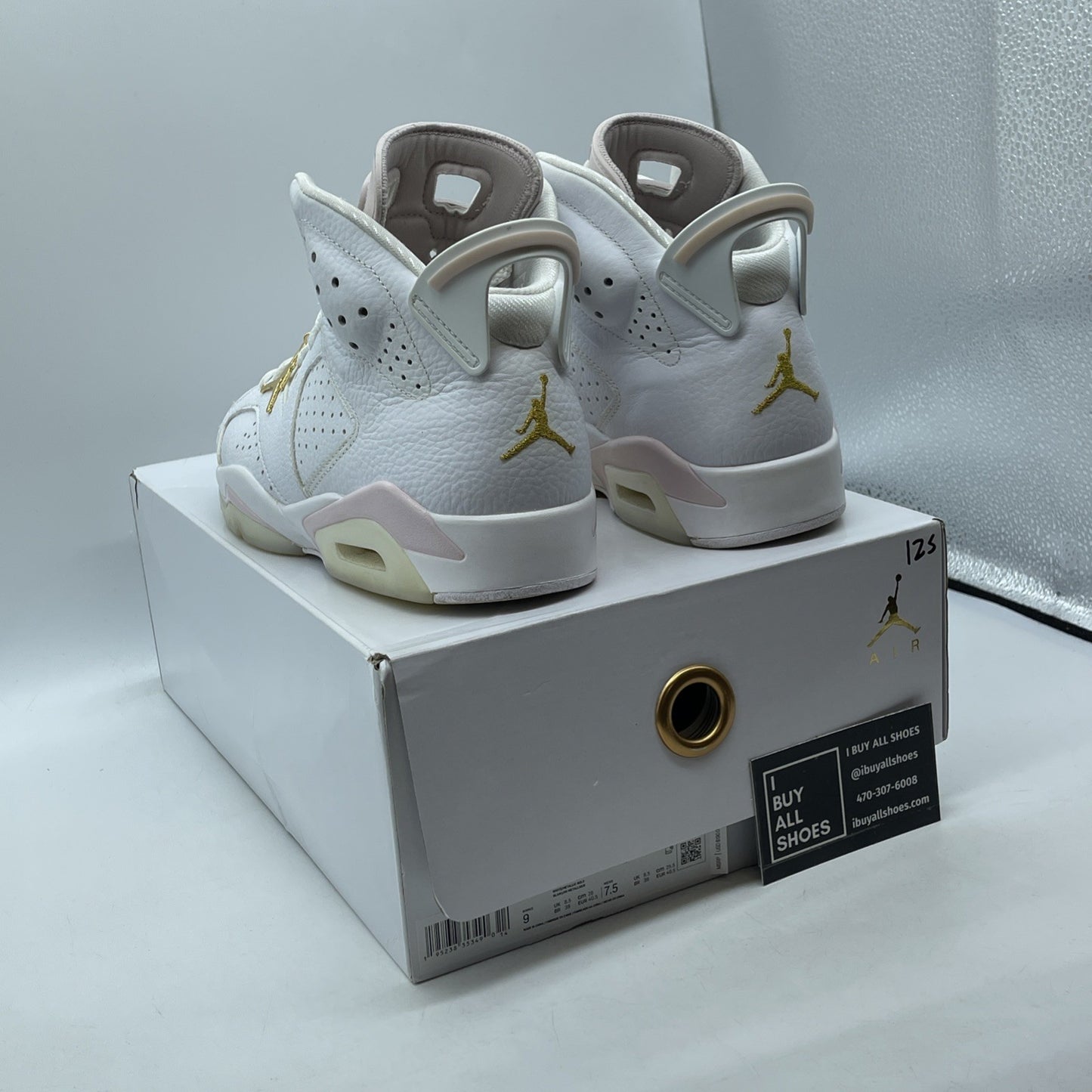 Size 9W - Air Jordan 6 Retro Gold Hoops White Pink Leather (DH9696-100)