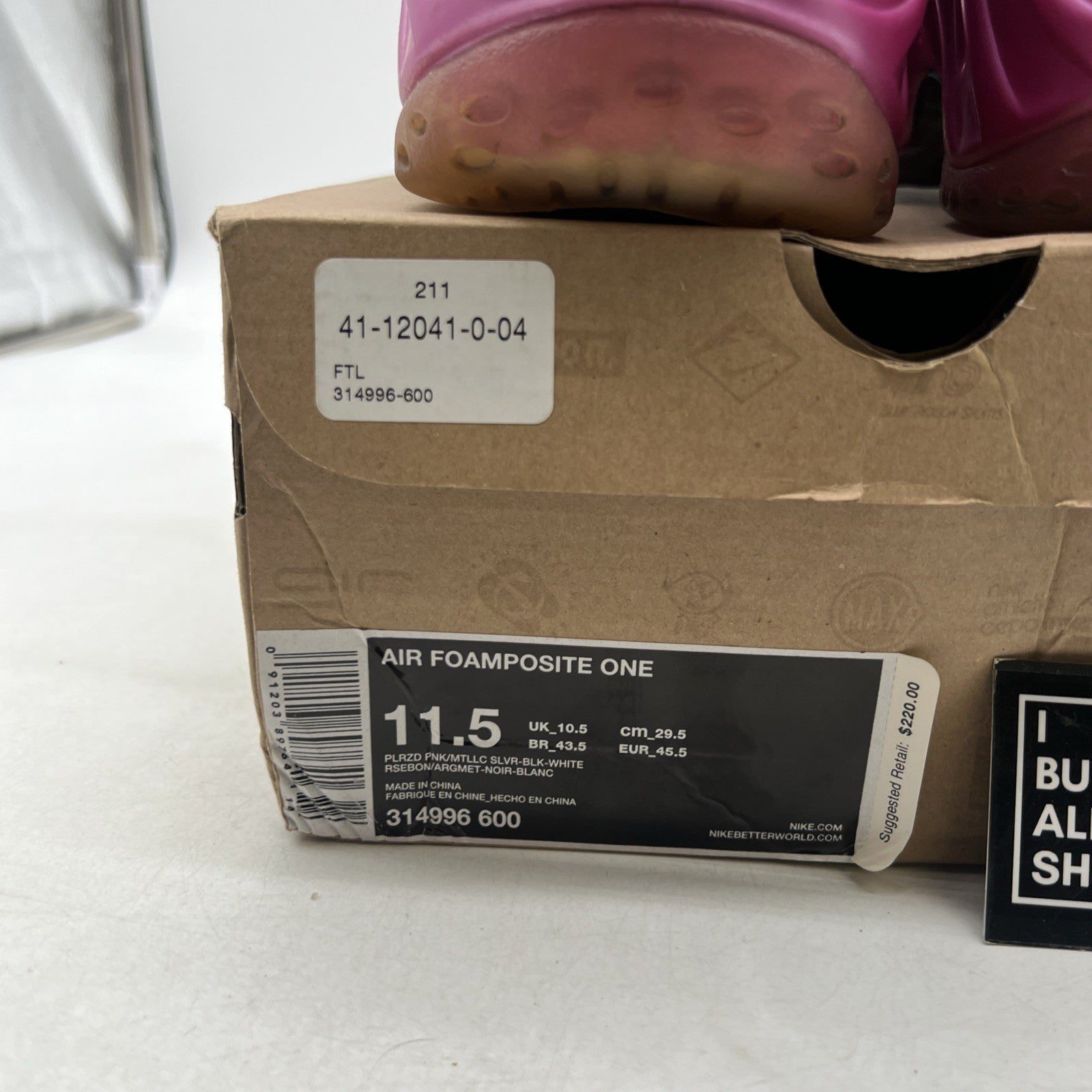 Size 11.5 - Nike Air Foamposite One Pearlized Pink (314996-600)