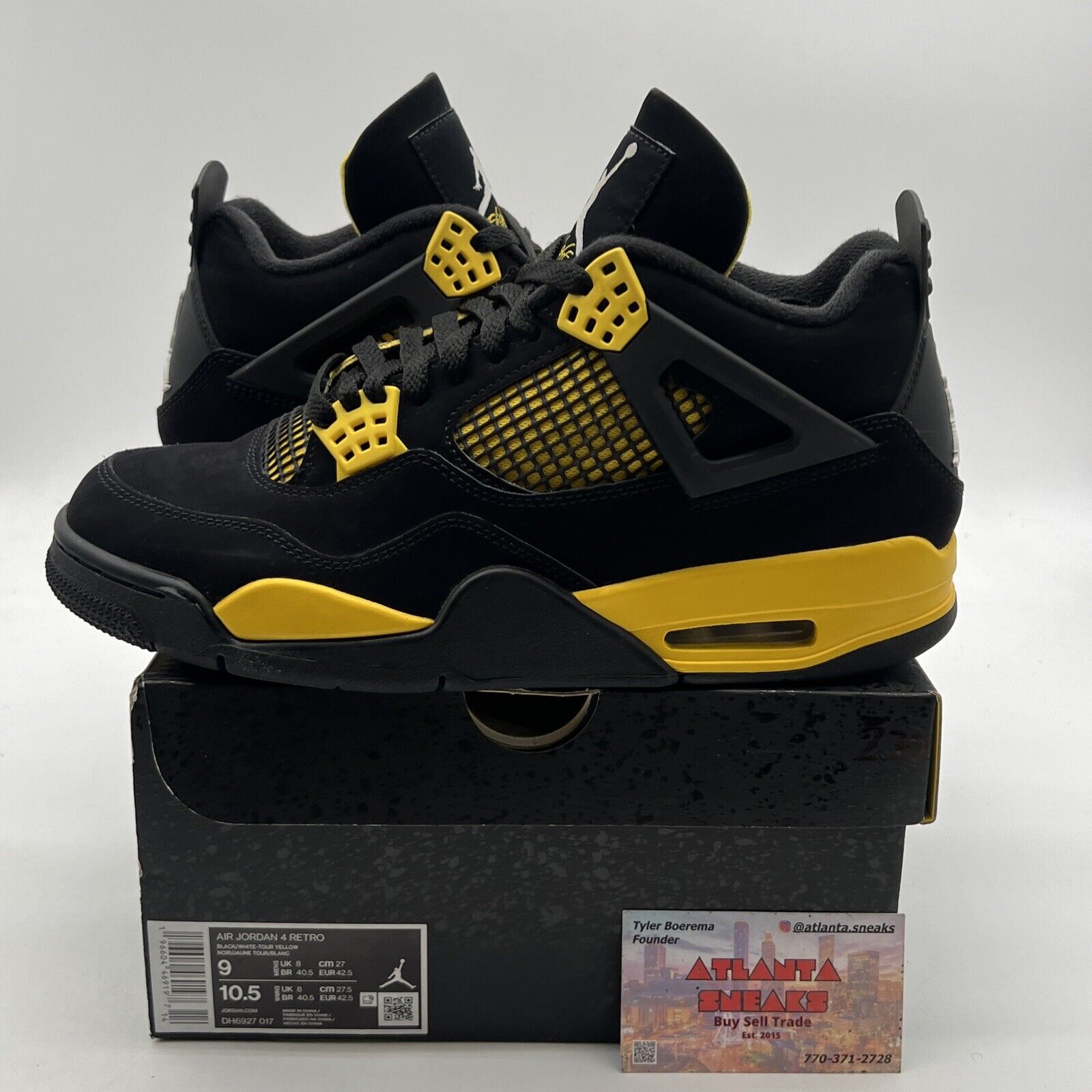 Size 9 - Air Jordan 4 Retro Thunder Black Suede Yellow (DH6927-017)