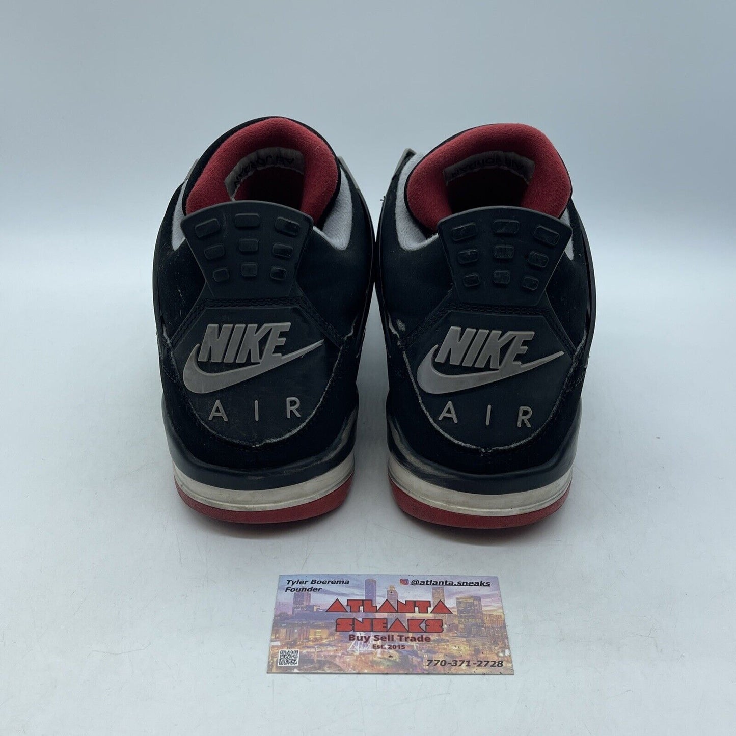 Size 10 - Jordan 4 Retro OG Mid Bred Black Red Grey Suede Leather (308497-060)