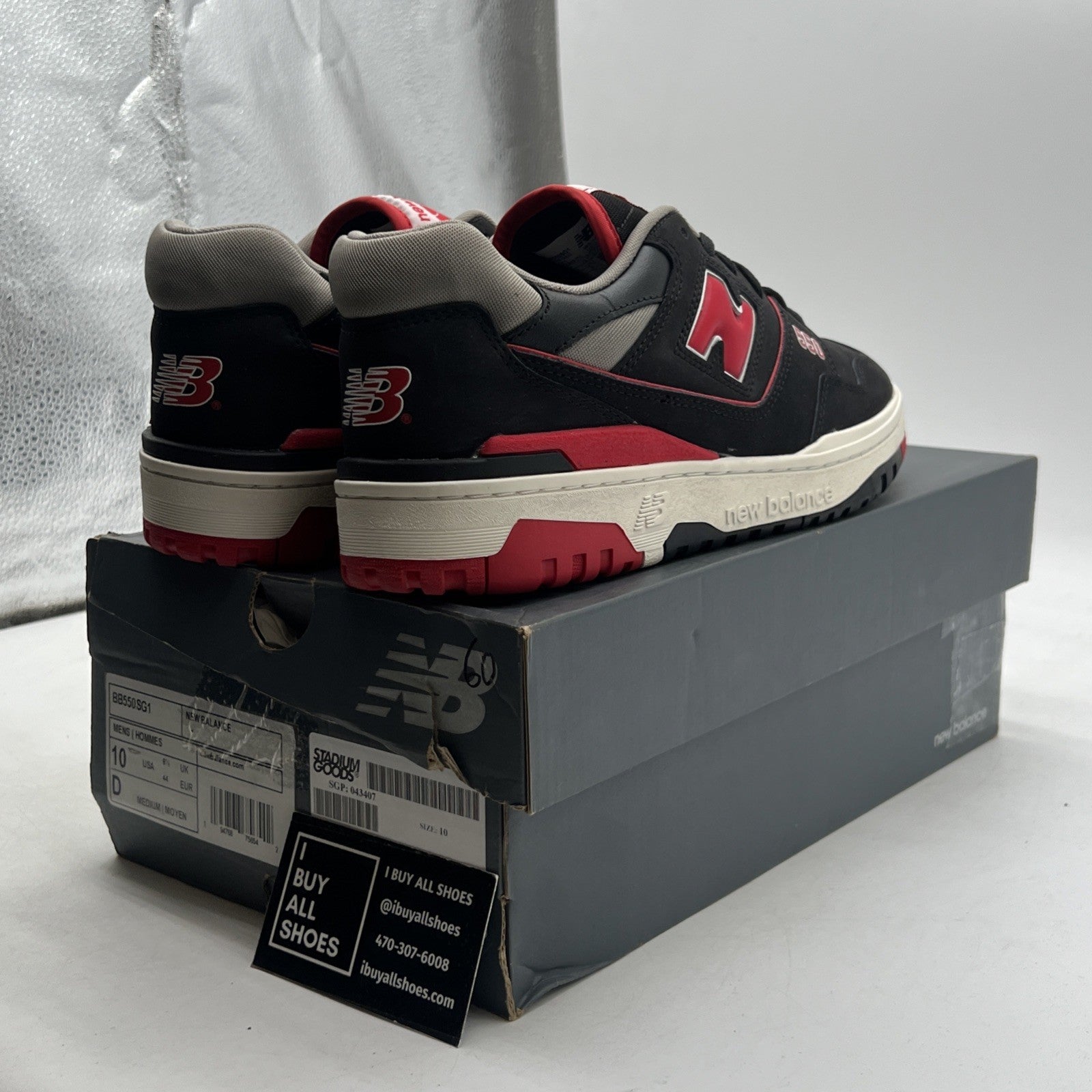 Size 10 - New Balance 550 Black Red (BB550SG1)