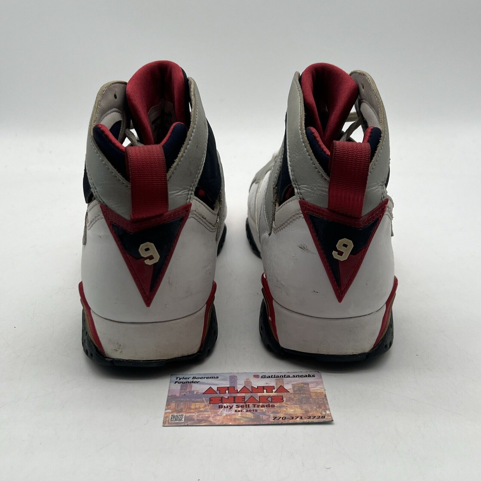 Size 10.5 - Air Jordan 7 Retro 2012 Olympic White Navy Red Leather (304775-135)