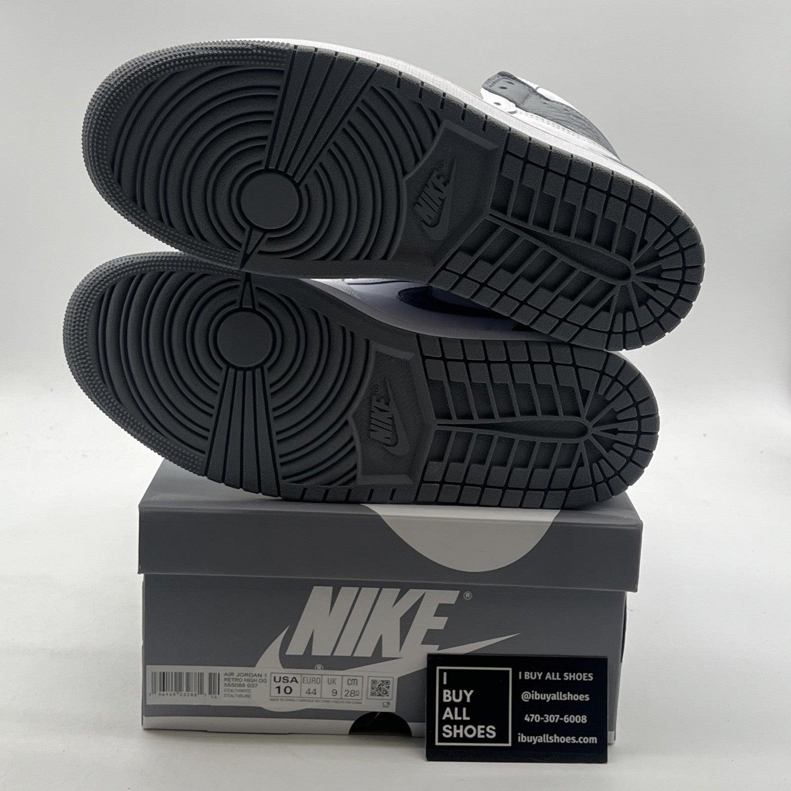Size 10 - Air Jordan 1 Retro High OG Stealth (555088-037)