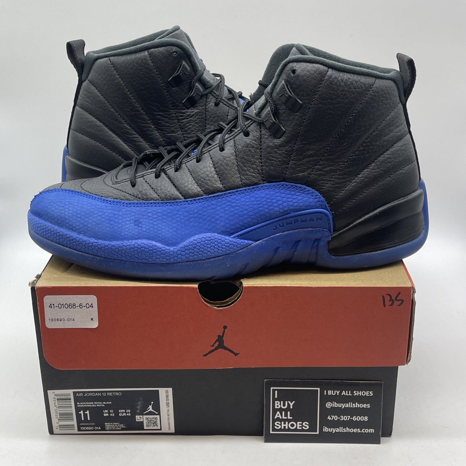 Size 11 - Air Jordan 12 Retro 2009 Nubuck Blue Black Suede Leather (130690-014)