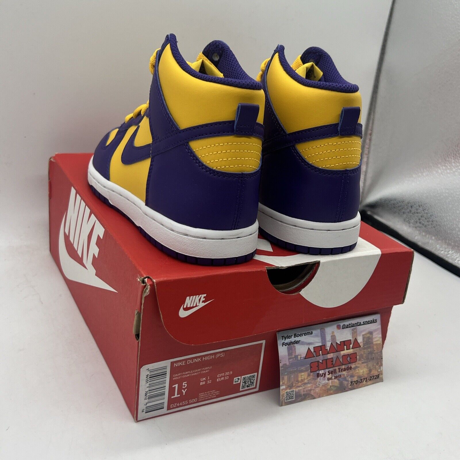 NIKE DUNK HIGH (PS) LAKERS COURT PURPLE DZ4455 500 Size 1.5Y Brand New Og All