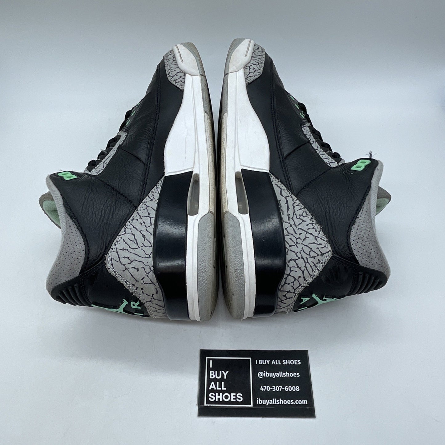 Size 10 - Air Jordan 3 Retro Green Glow Black Grey Suede Leather (CT8532-031)