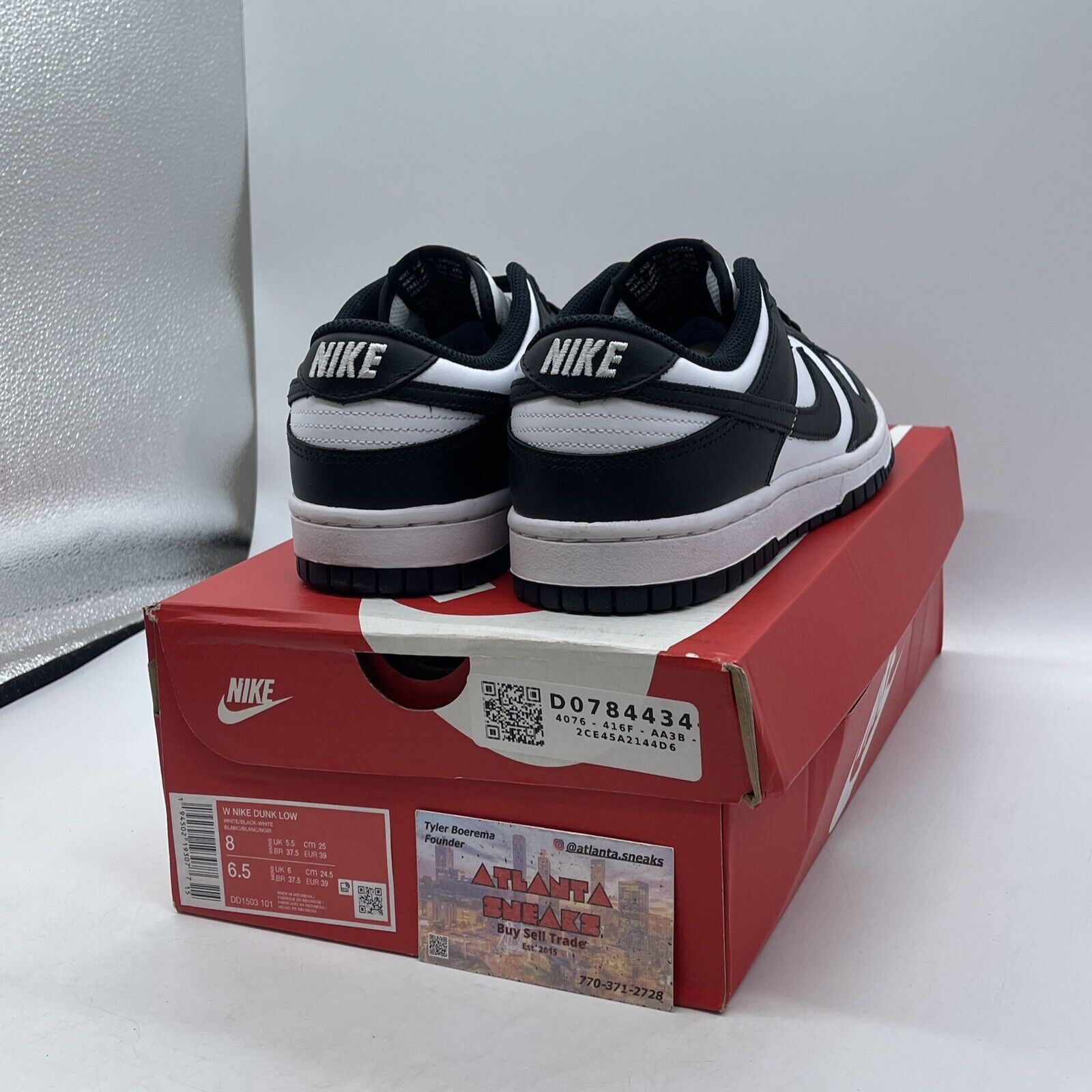 Size 8W - Nike Dunk Low Black White Leather (DD1503-101)