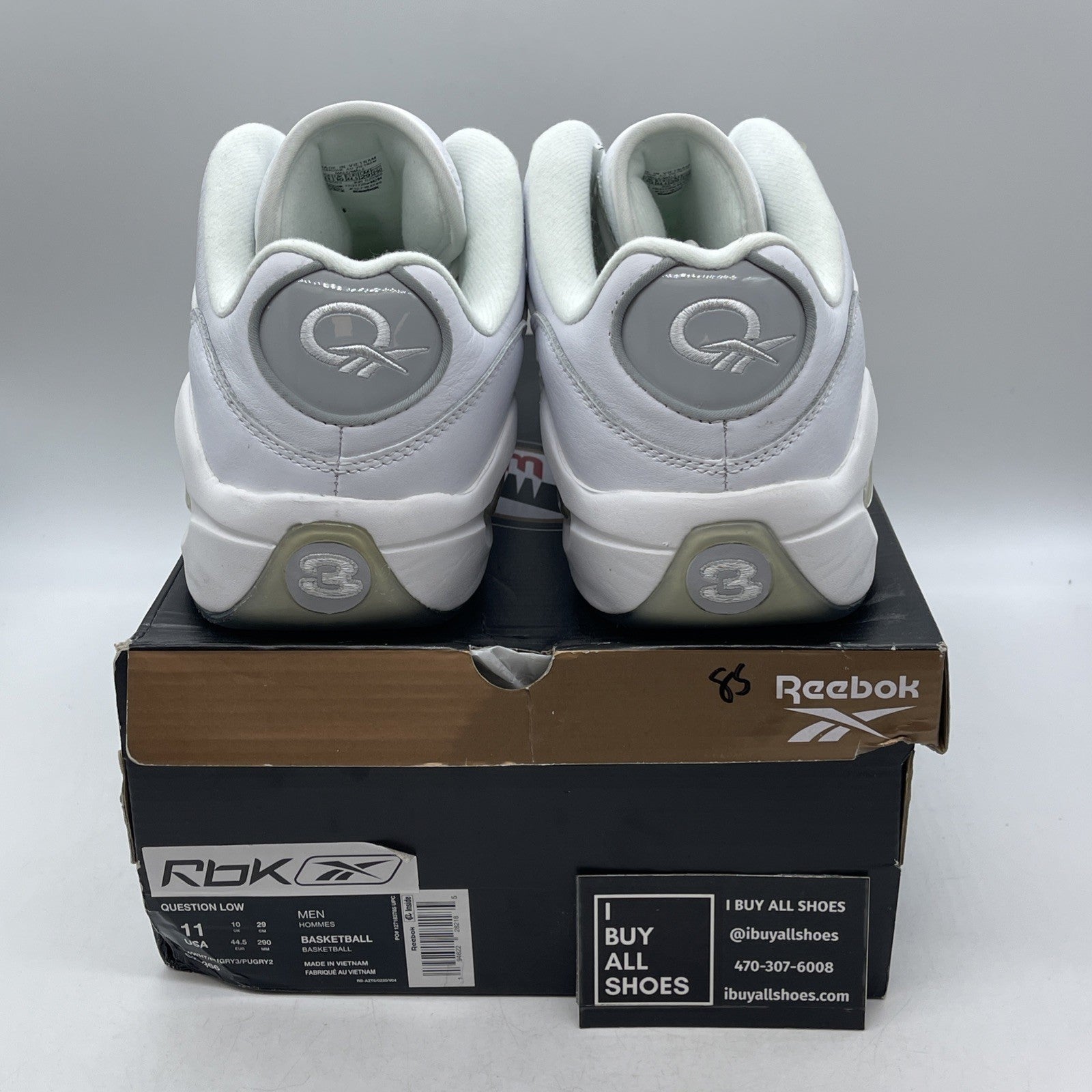Size 11 - Reebok Question Low White Grey (GZ0366)