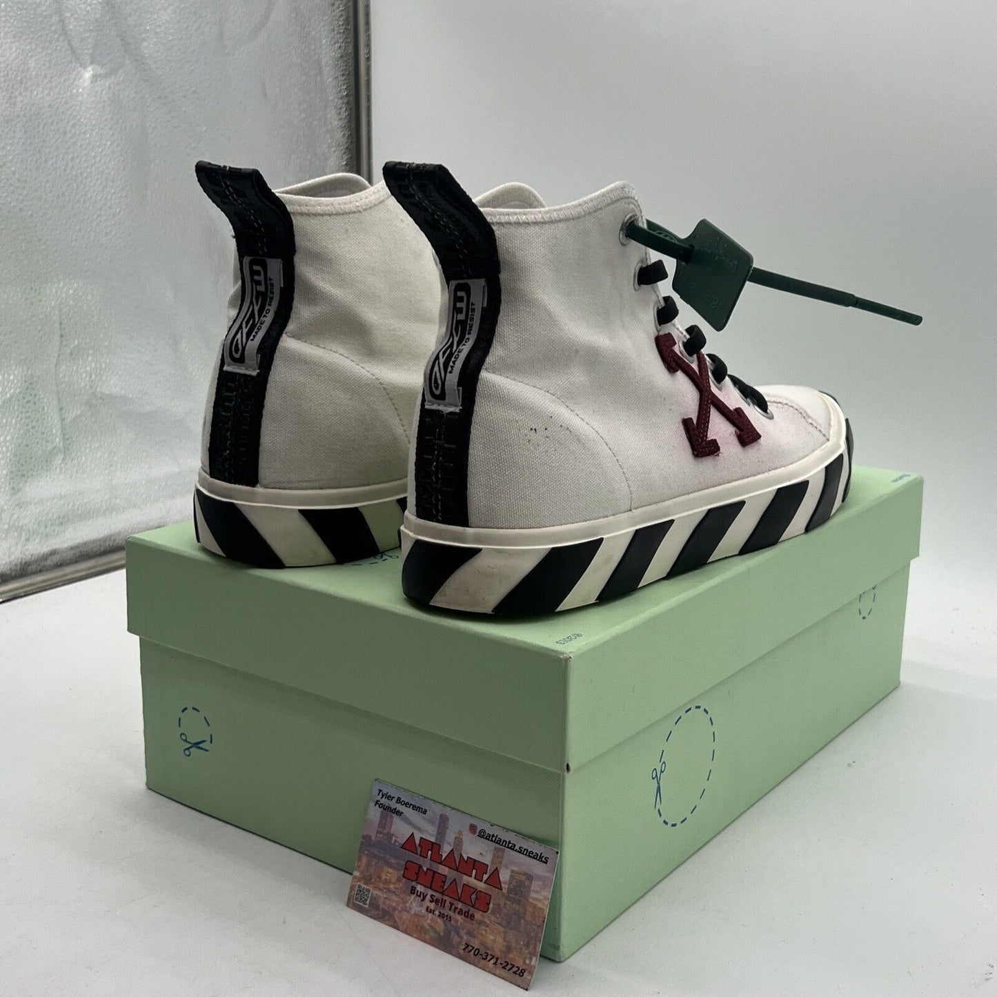 Size 46 EU / 12 US - Off-White Sneaker Vulcanized Mid White Burgundy