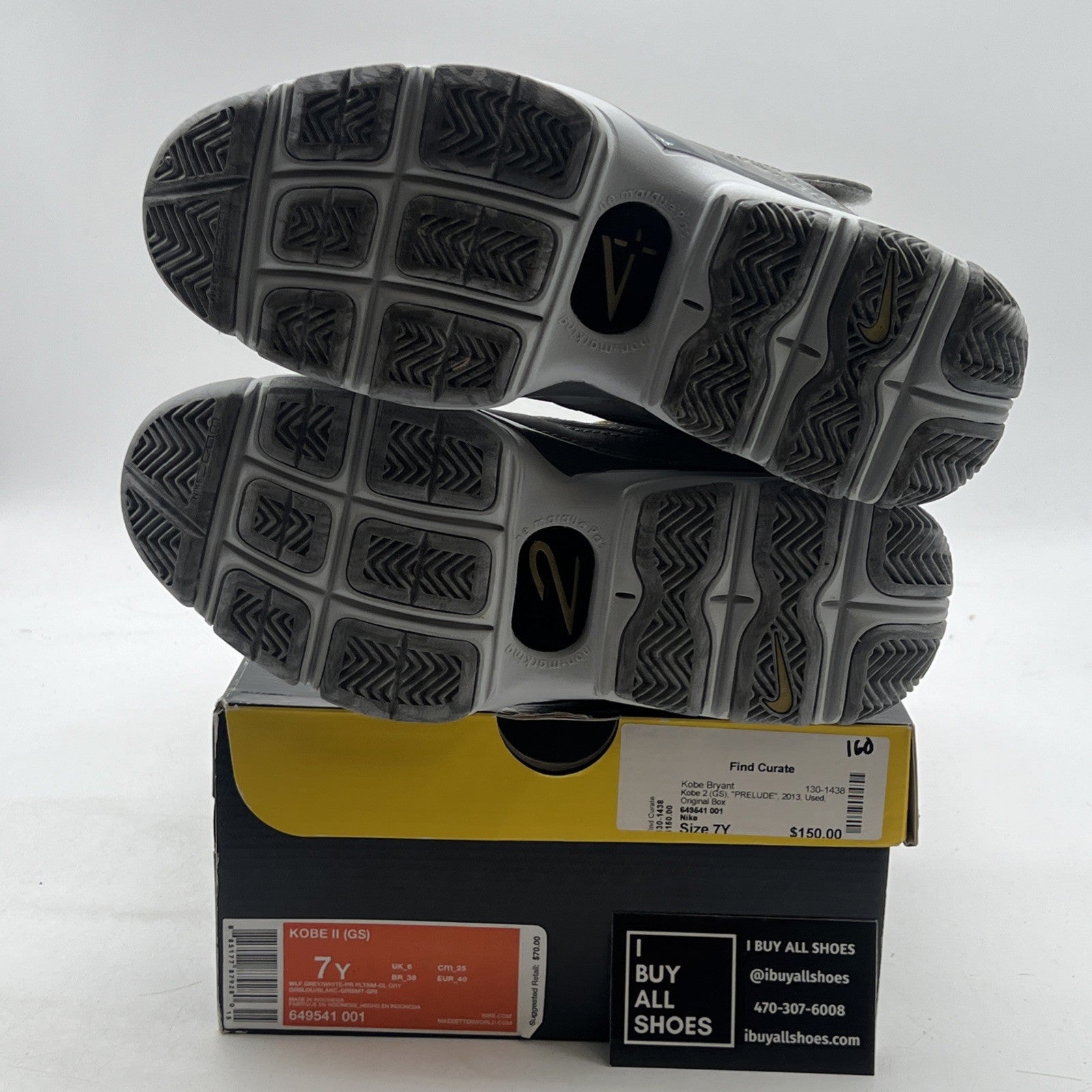Size 7Y - NIKE KOBE II 2 (GS) "PRELUDE" WOLF GREY (649541-001)