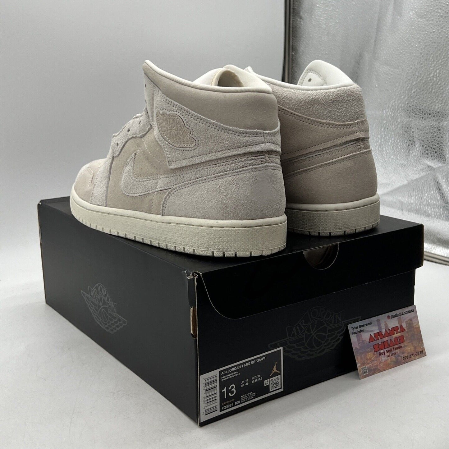 Size 13 - Air Jordan 1 SE Craft Mid Pale Ivory Suede (FQ3224-100).