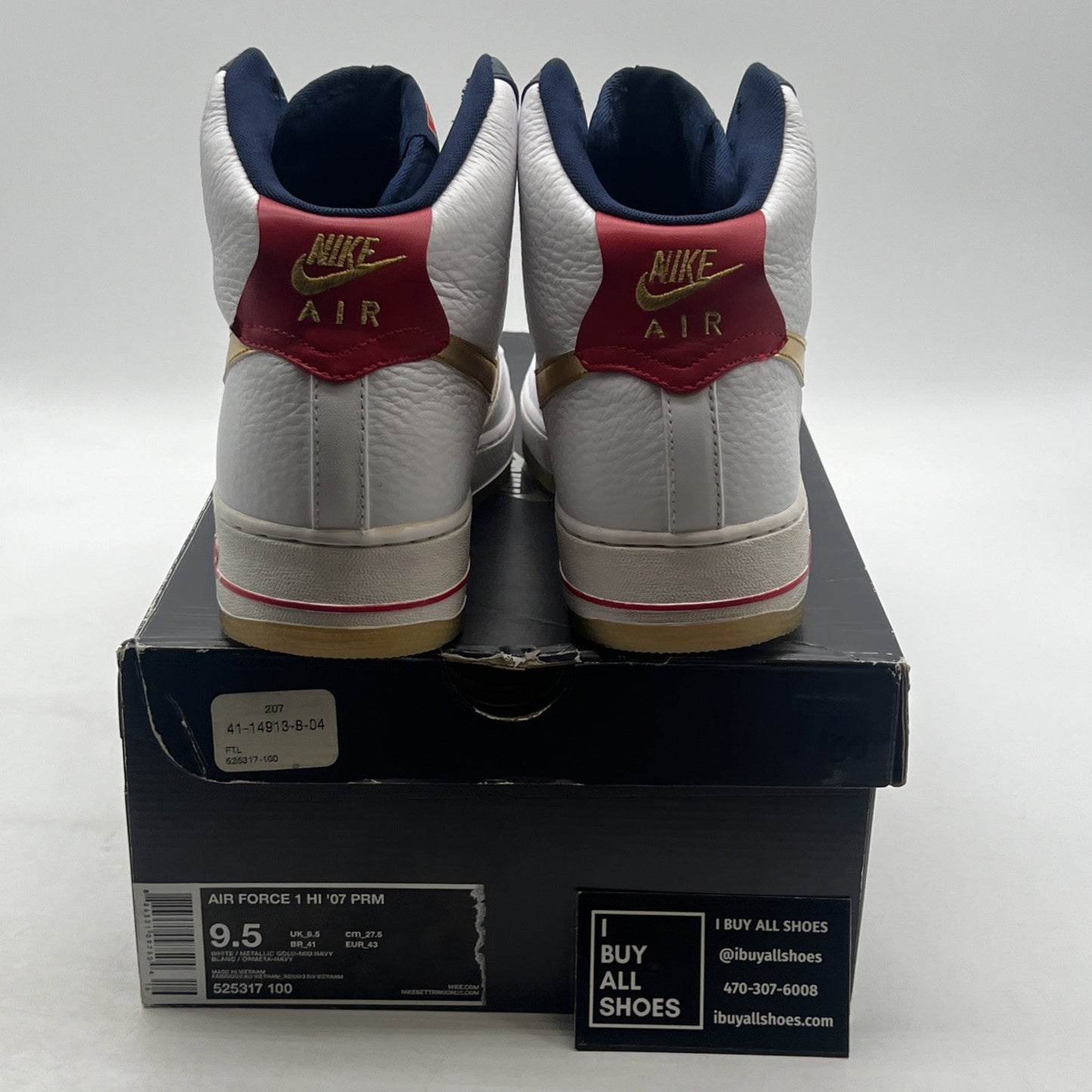 Size 9.5 - Nike Air Force 1 Premium High USA Olympic (525317-100)